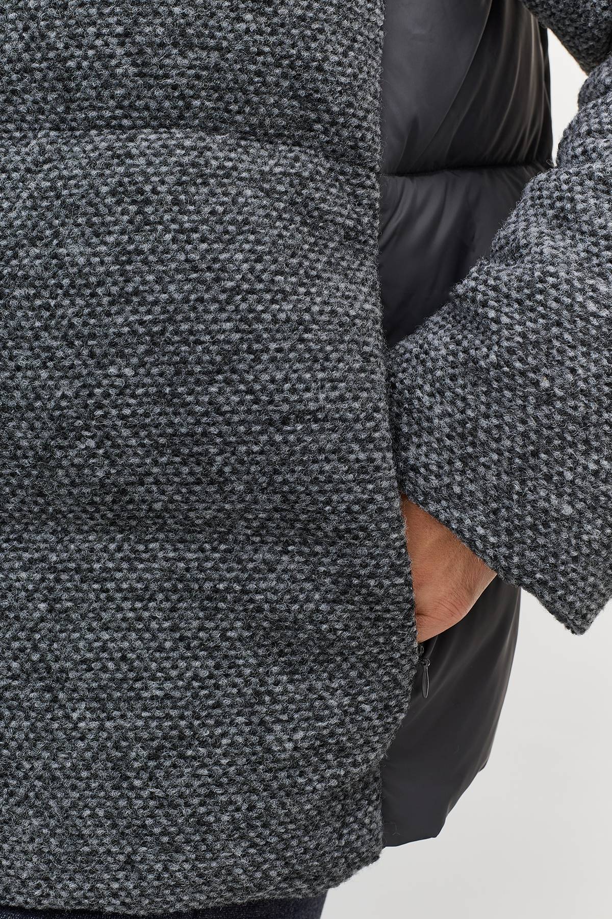 Лимитированная серия минималистичная комбинированная куртка с палантином, 44