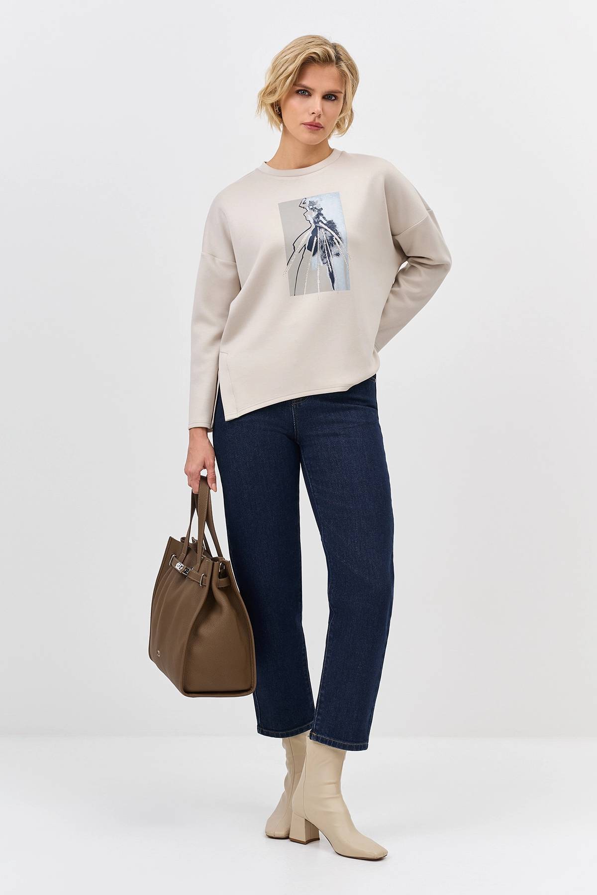 Джинсы с акцентной кокеткой, 42