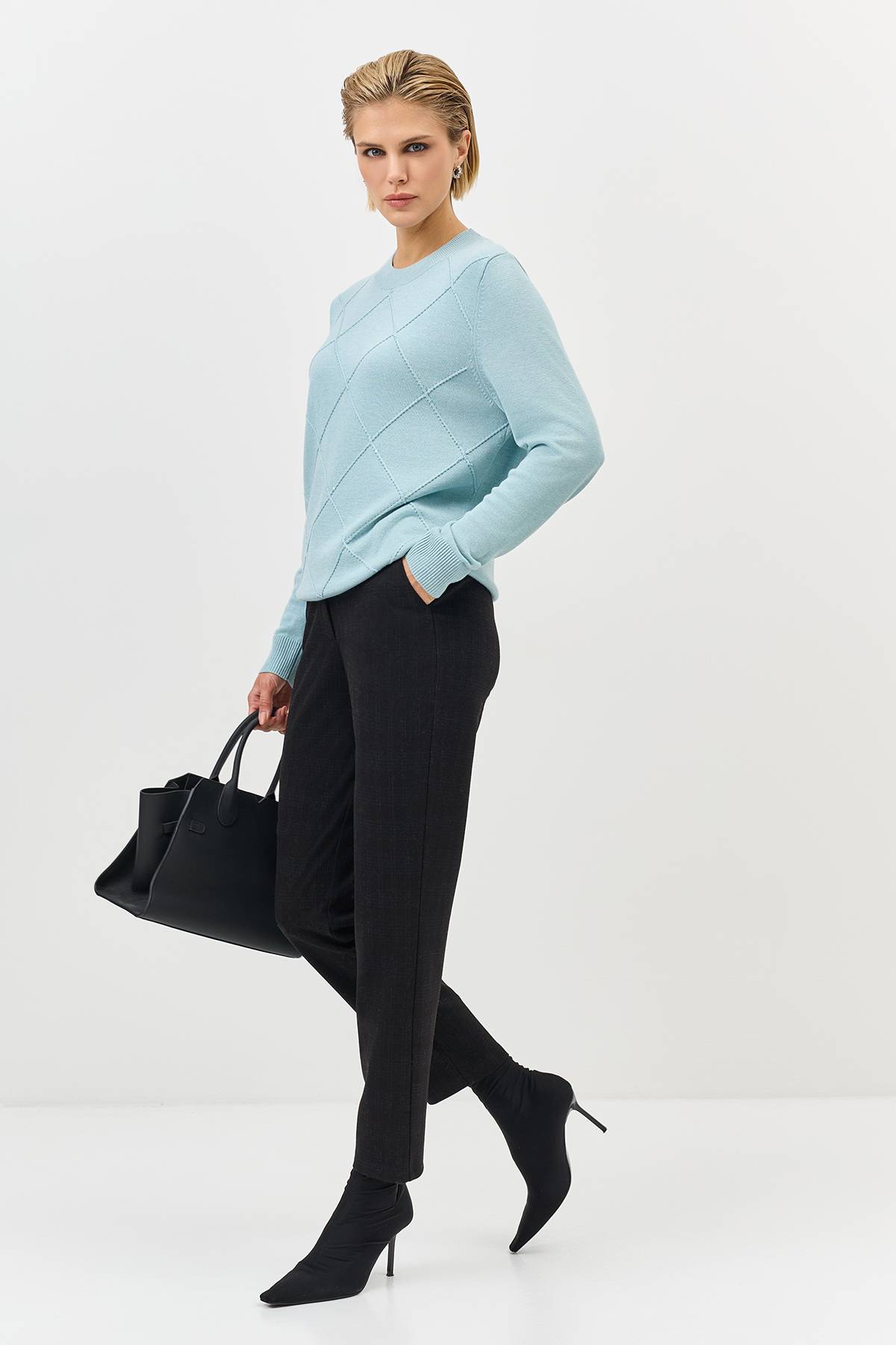 Лимитированная серия базовые утепленные брюки в клетку и ремень, 36