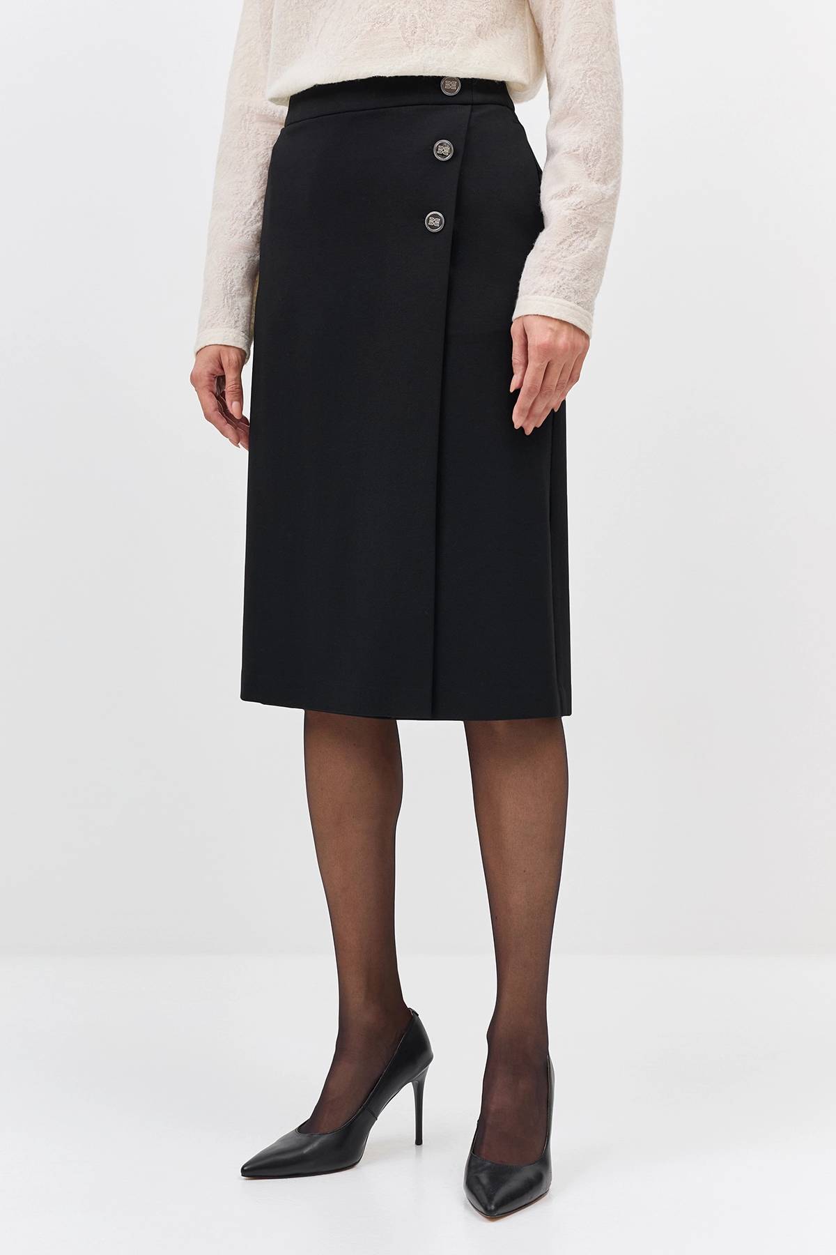 Лимитрированная серия юбка-миди с декоративными пуговицами и ремень, 36