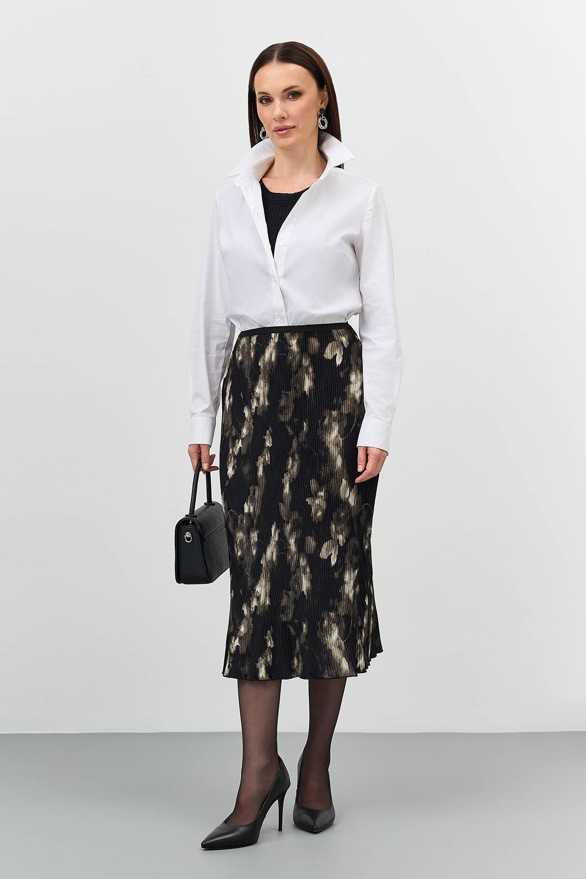 Юбка-плиссе из фактурной ткани, 42