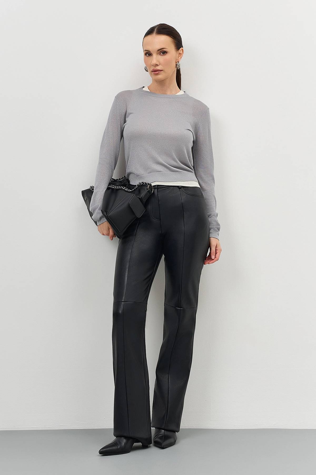 Лимитированная серия комбинированный джемпер с люрексом и ремень, 40