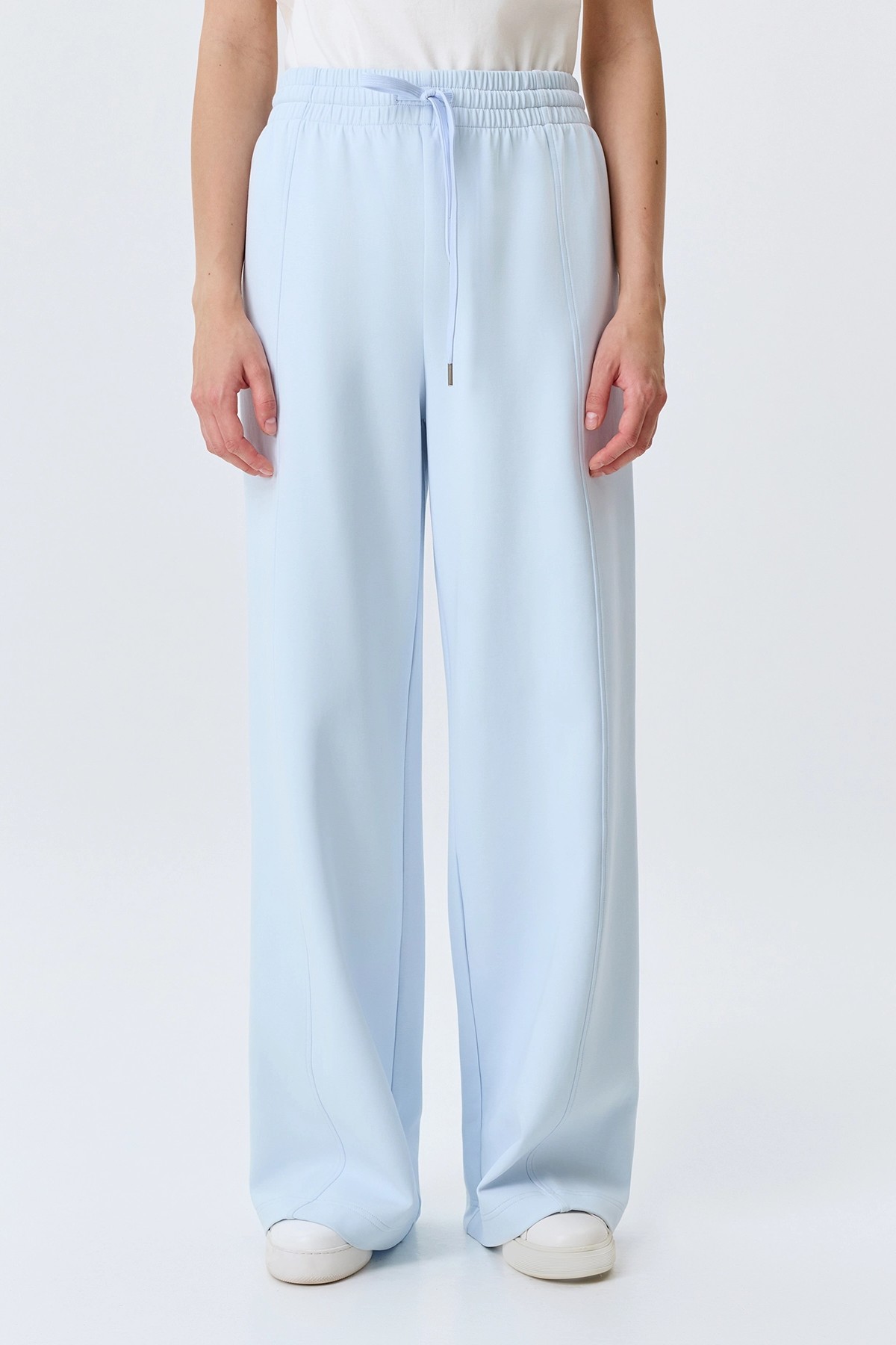 Трикотажные голубые брюки из хлопка, 50