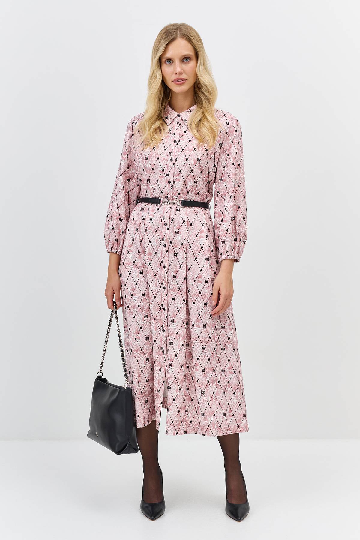 Лимитированная серия платье-рубашка с брендированным принтом и палантином, 44