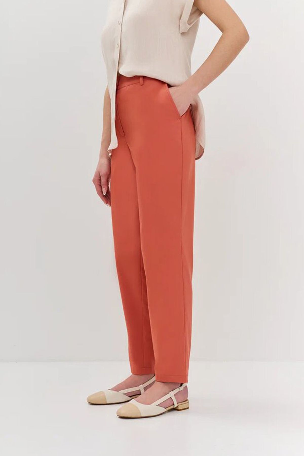 Терракотовые брюки-чиносы, 52р