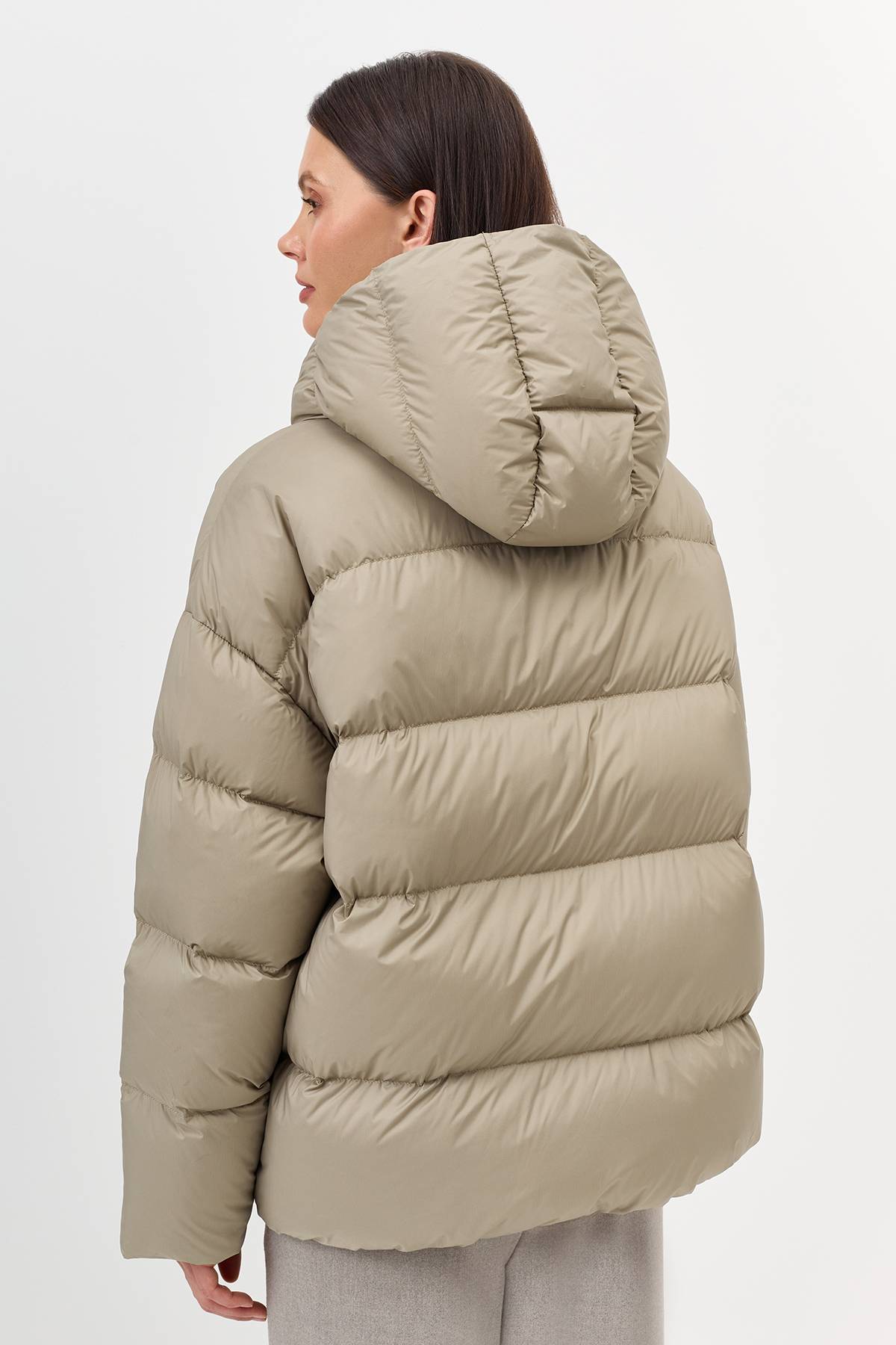 Лимитированная серия куртка оливковая с палантином, 36