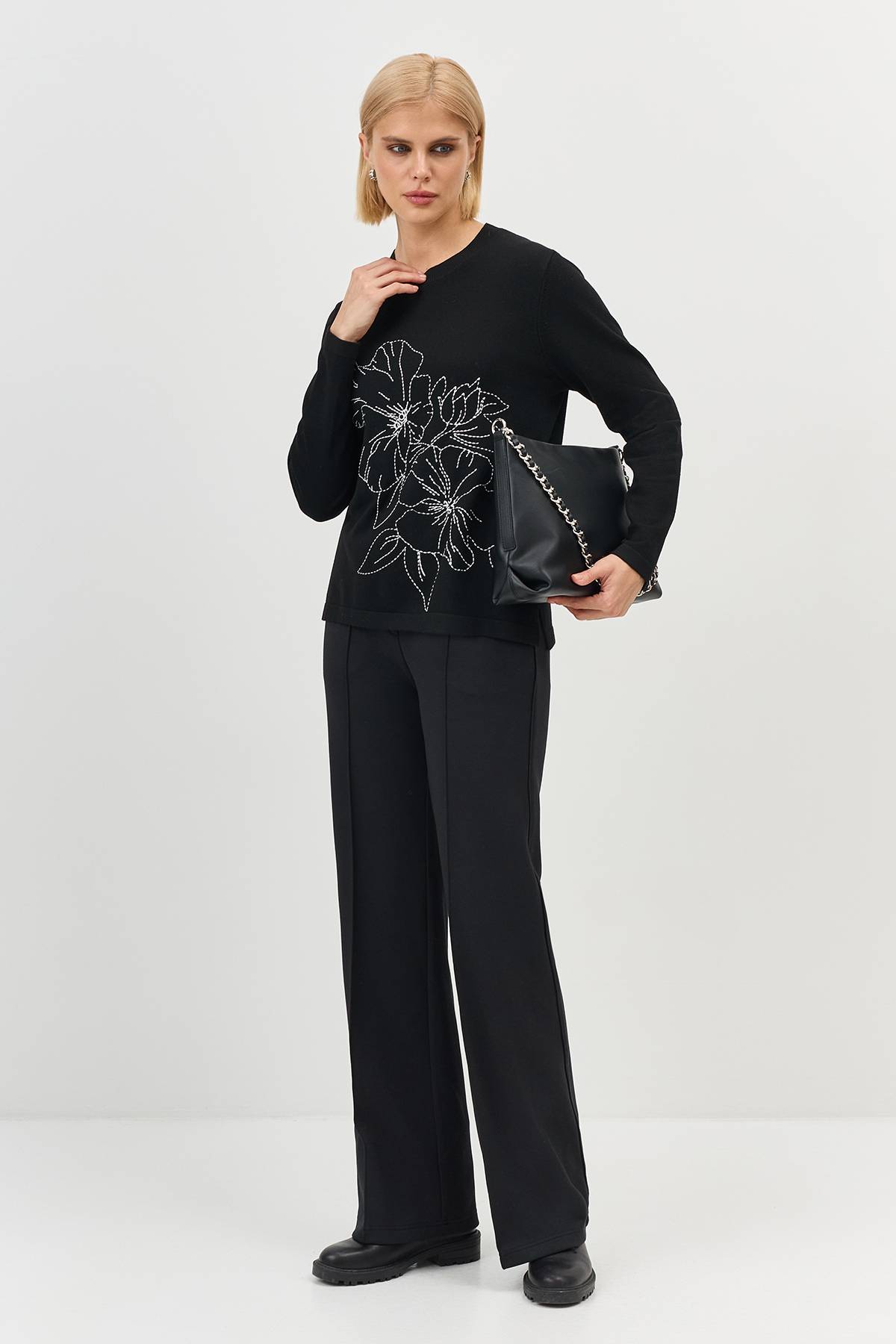 Лимитированная серия джемпер с контрастной вышивкой и ремень, 36