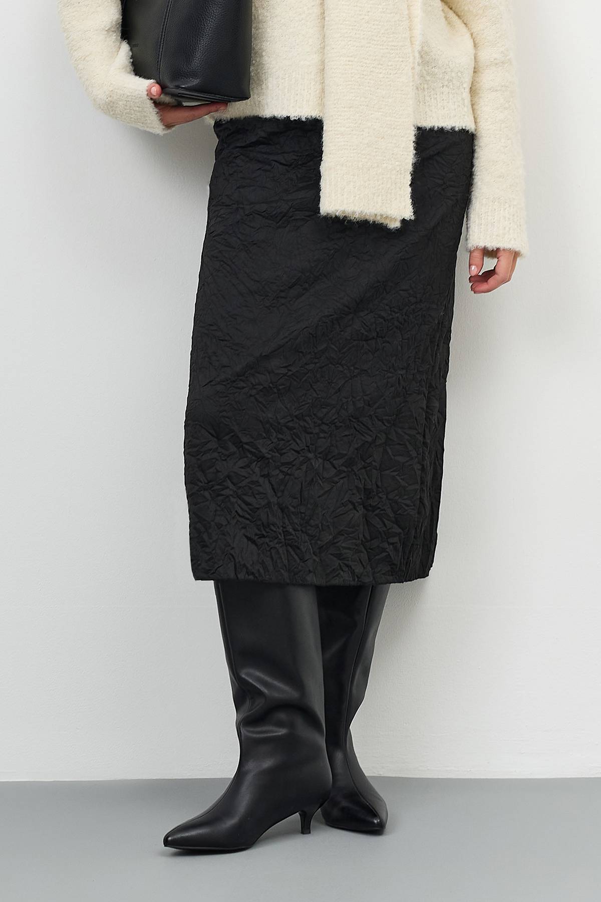 Юбка-плиссе из фактурной ткани, 40