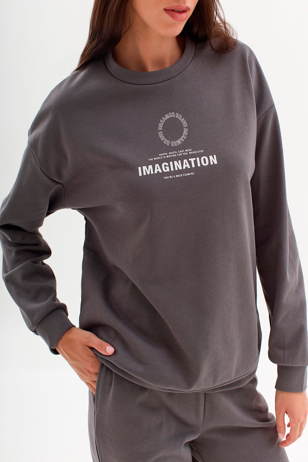 Джемпер свободного кроя с принтом, 42р