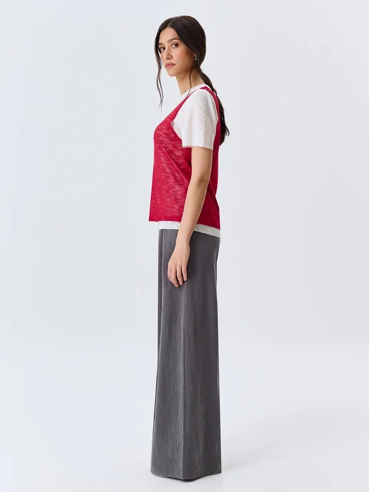 Джемпер тонкий вязаный с топом, 50