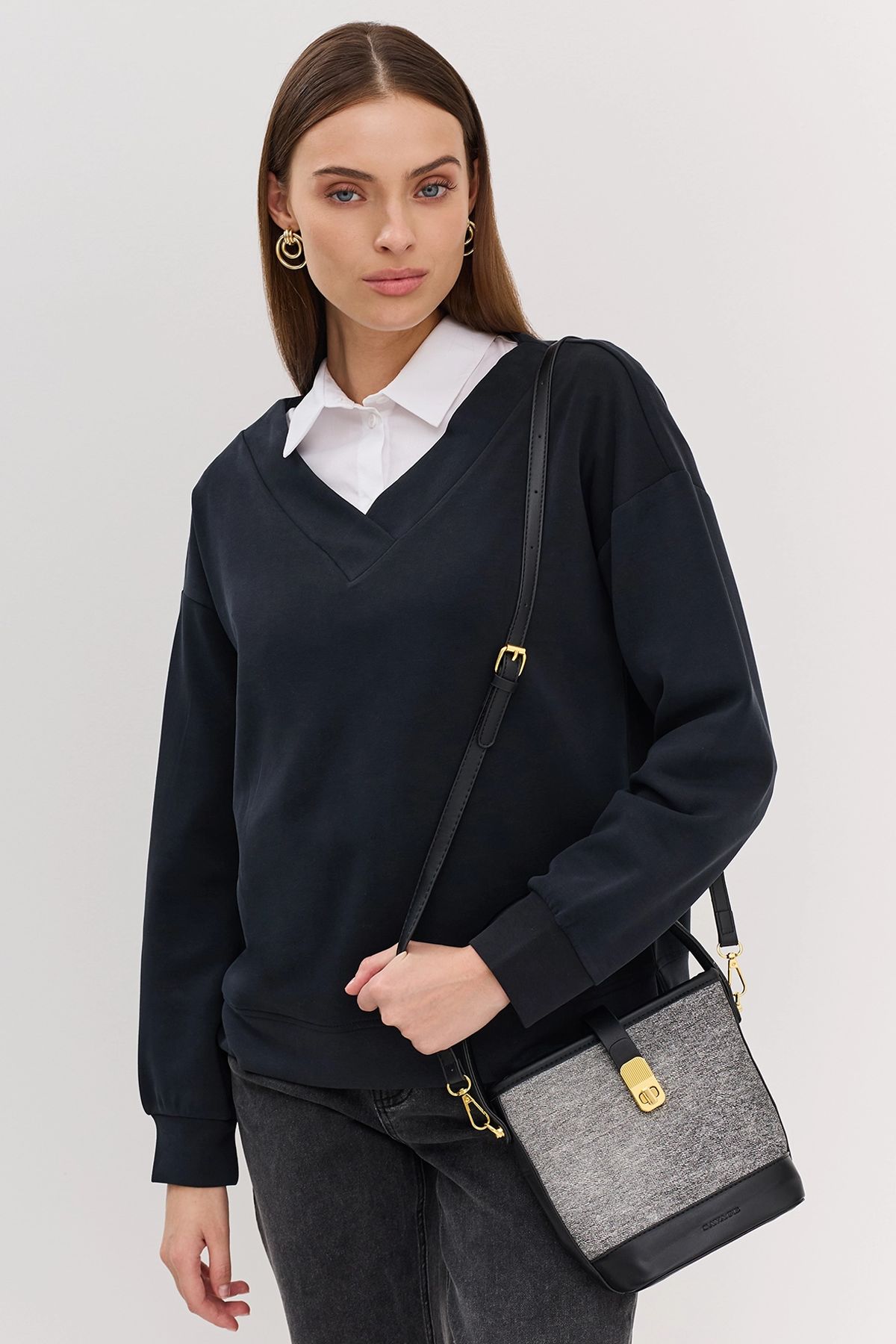 Комбинированная сумка из искусственной кожи, One