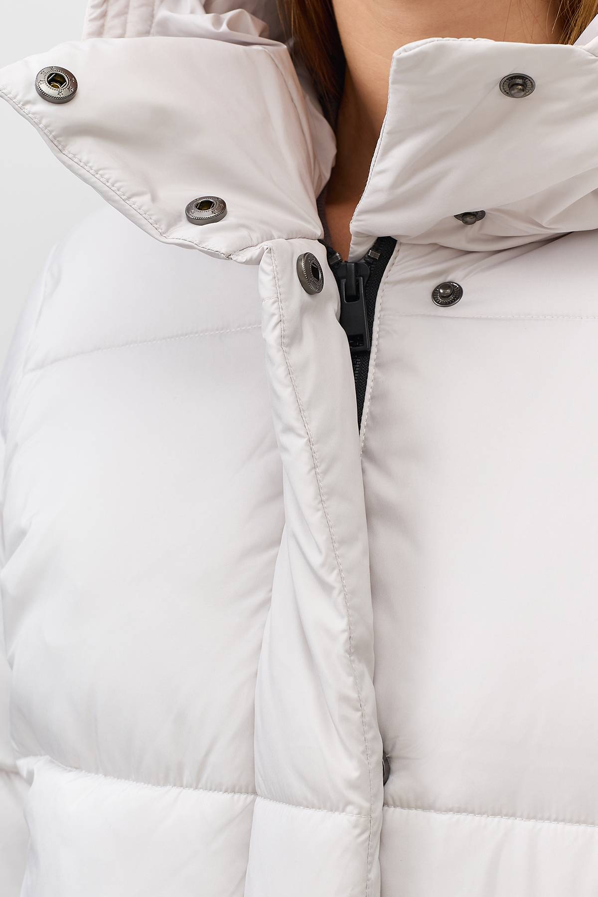 Лимитированная серия светлая удлиненная куртка с трикотажными манжетами с палантином, 42