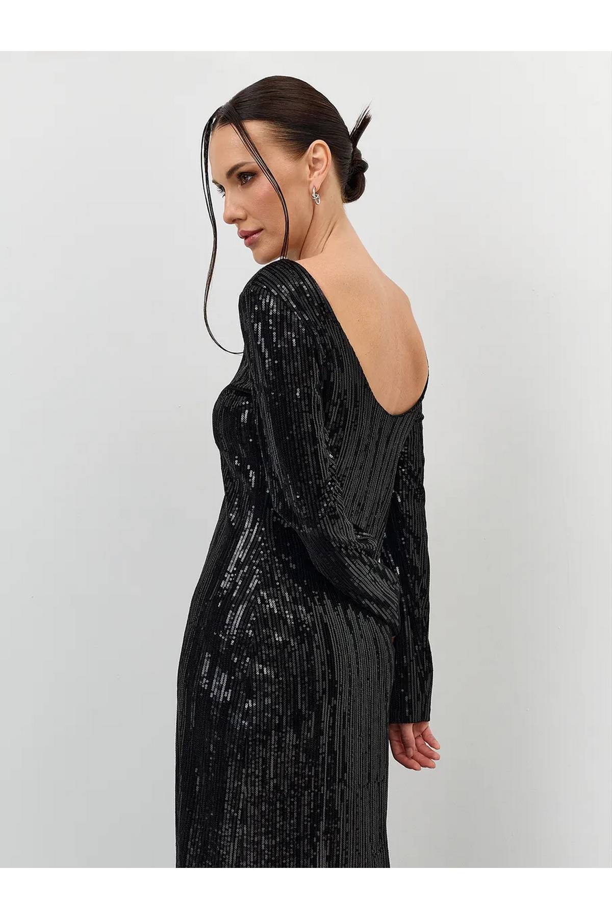 Лимитированная серия элегантное черное  вечернее платье и ремень, 44