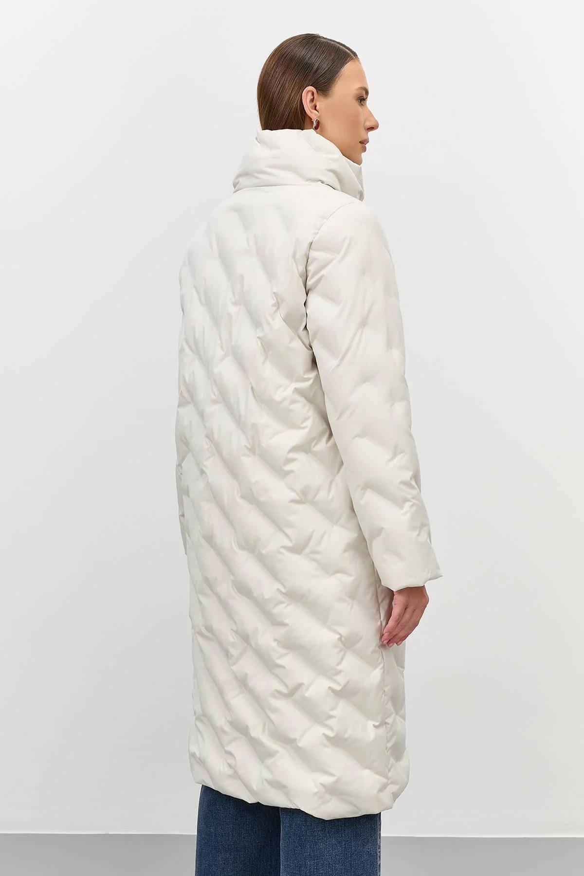 Теплое пальто с фантазийной стежкой, 52