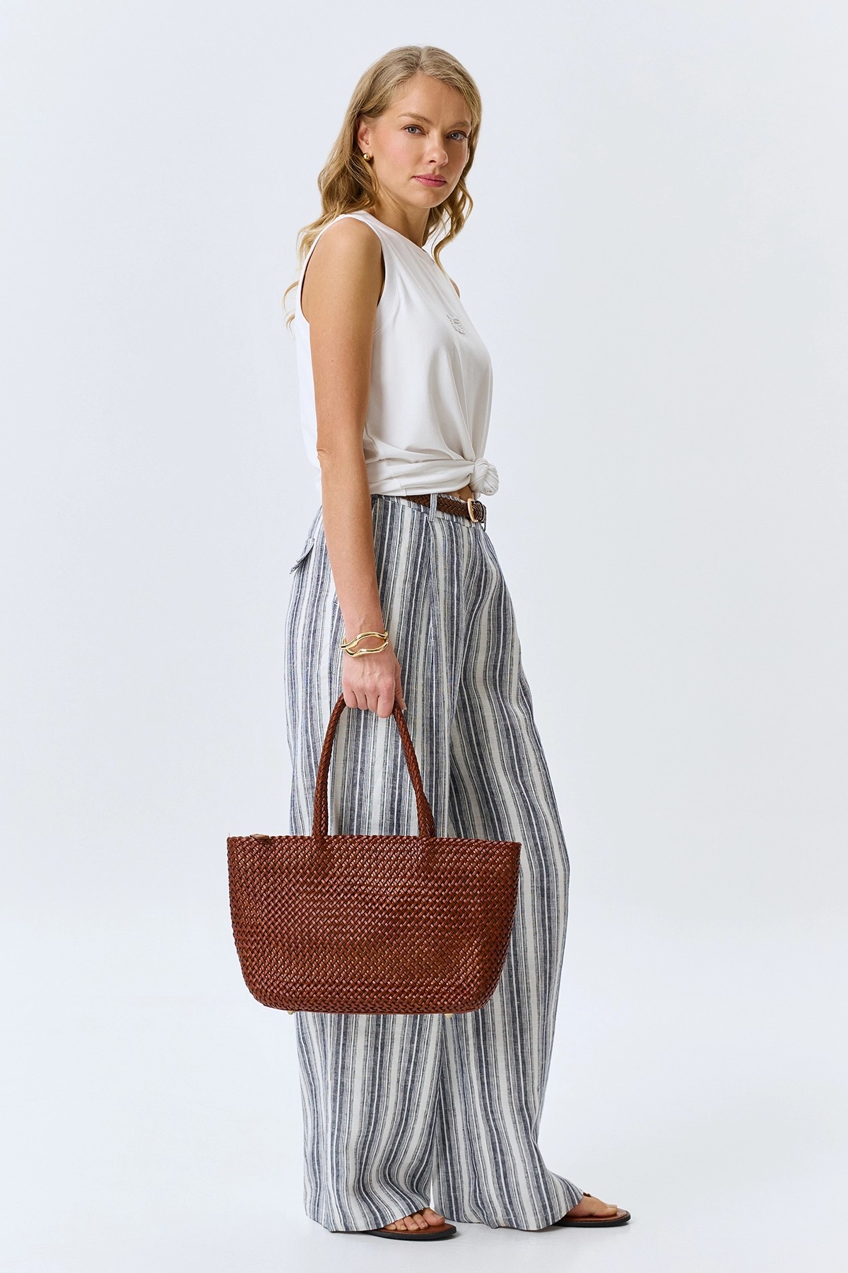 Плетеная сумка из натуральной кожи, One