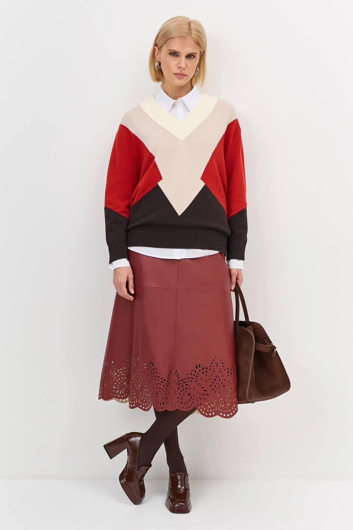 Джемпер в стиле color block, 36