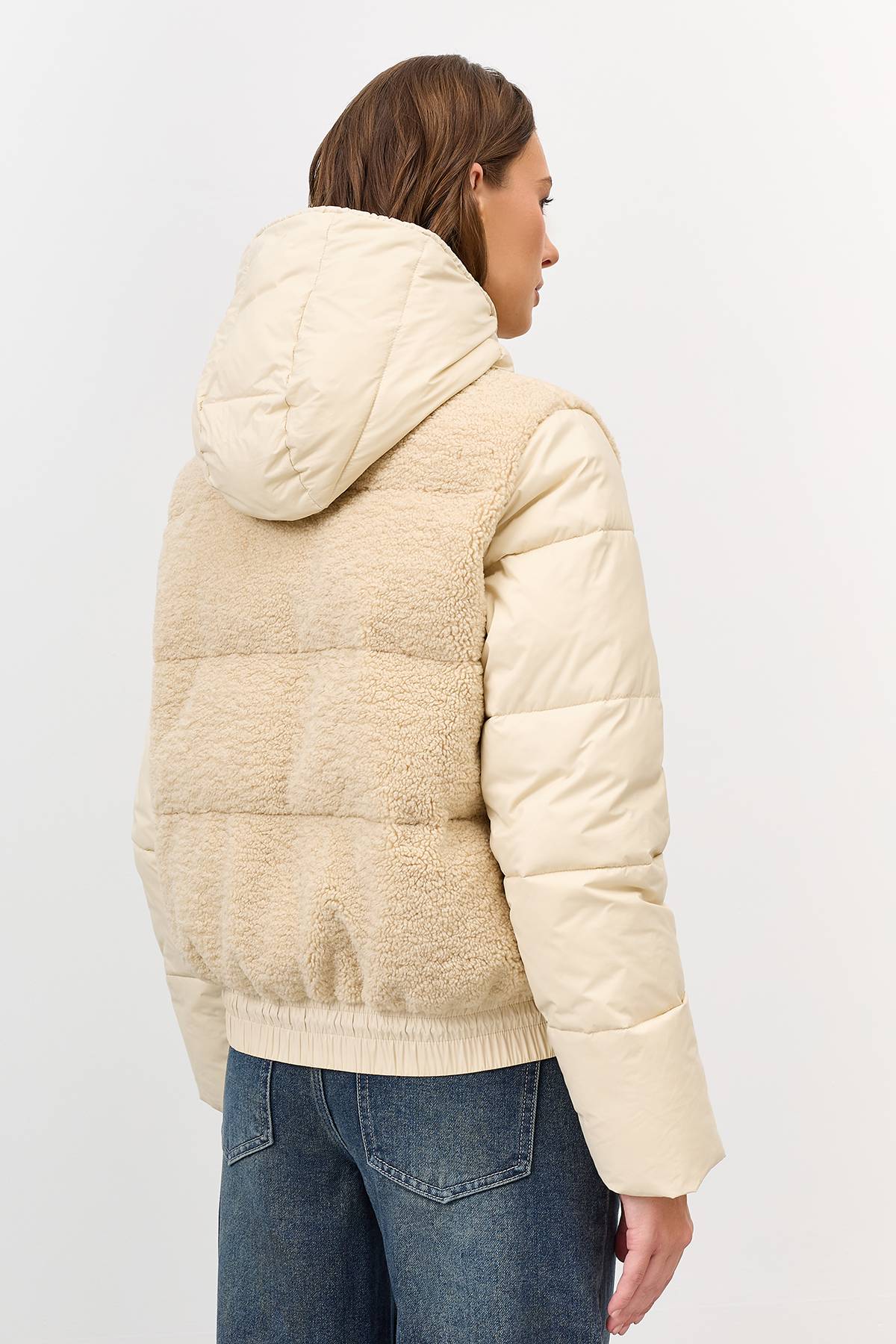 Лимитированная серия комбинированная куртка с искуственным мехом с палантином, 42