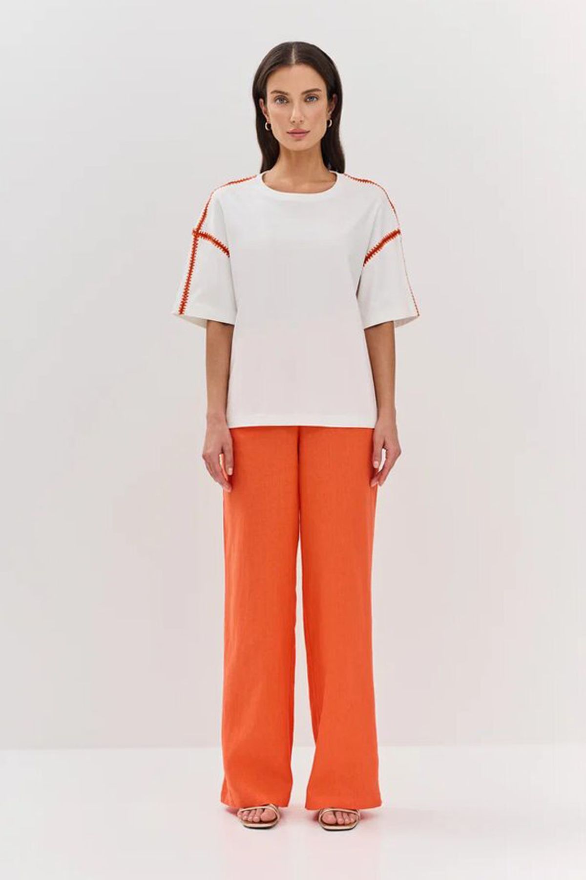 Яркие брюки со шлёвками, 42р