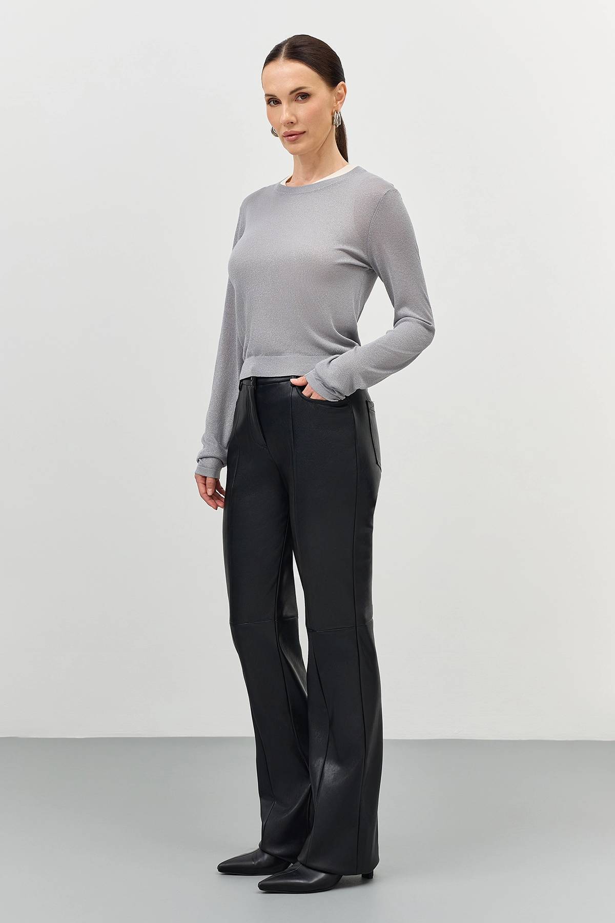 Лимитированная серия комбинированный джемпер с люрексом и ремень, 40