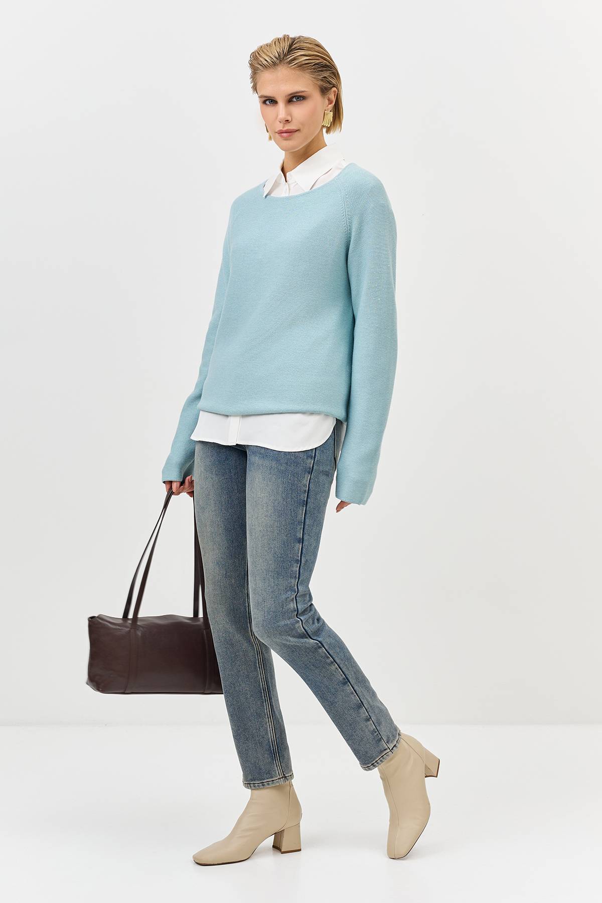 Лимитированная серия яркий джемпер с вырезом лодочка и ремень, 34