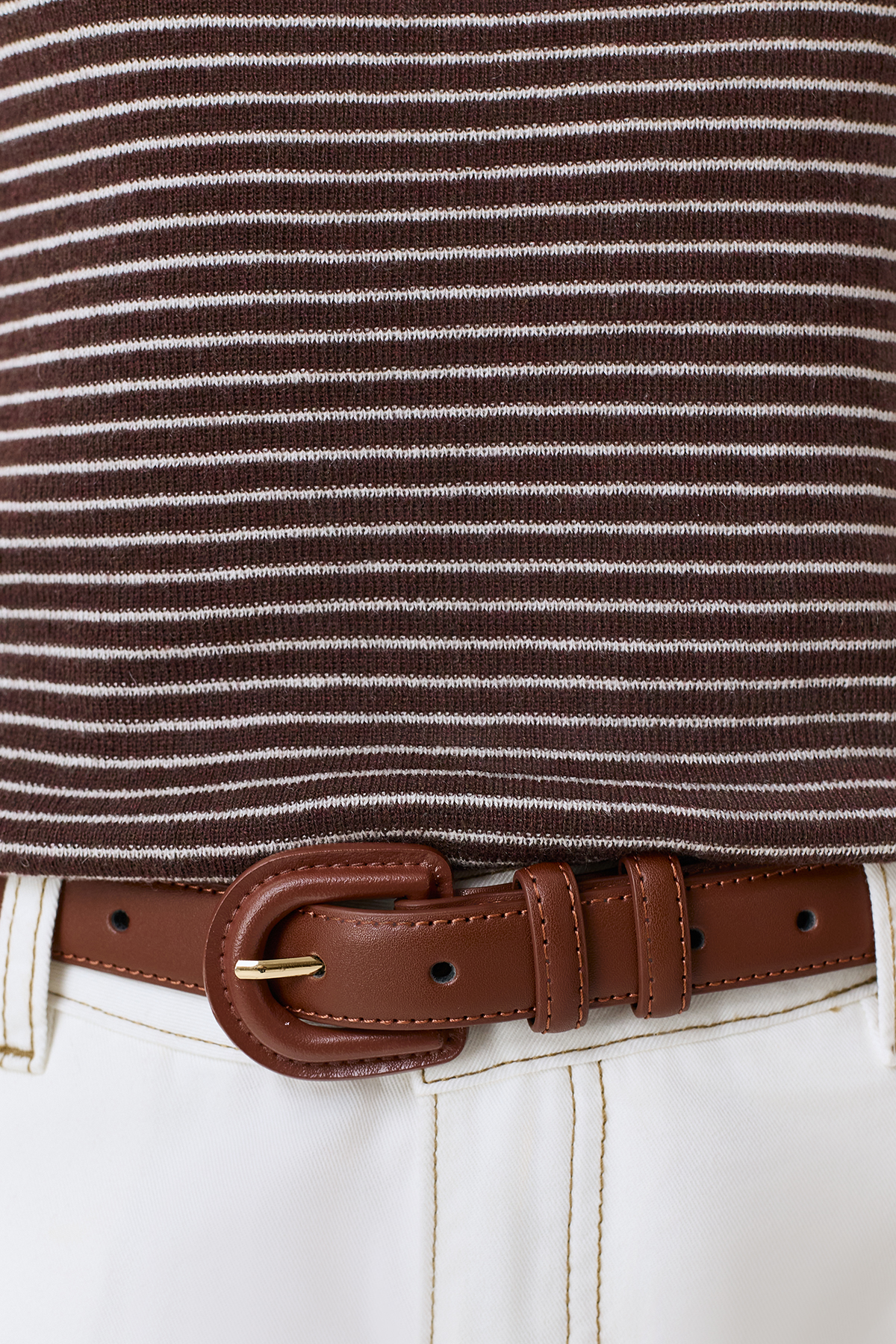 Коричневый ремень из натуральной кожи, S