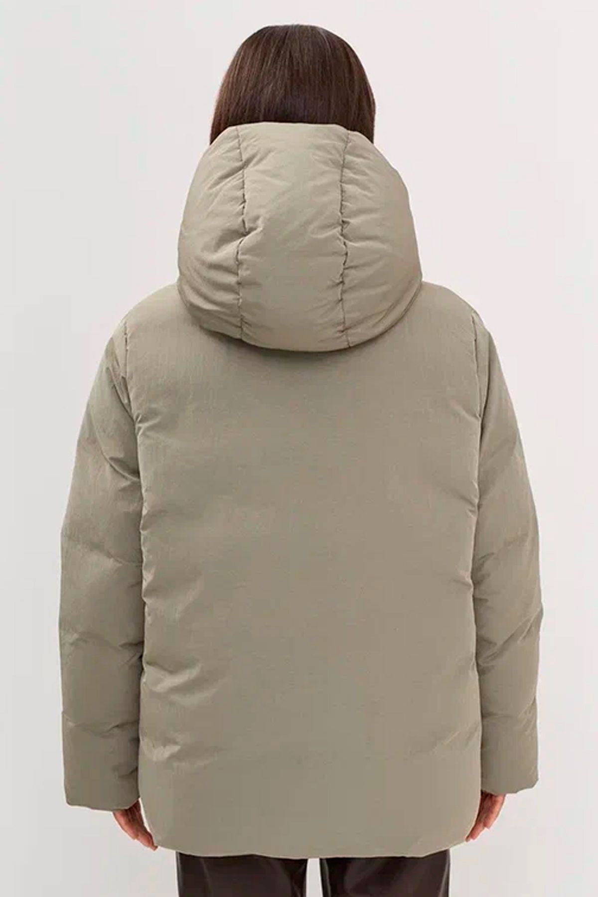 Куртка прямого силуэта с peach эффектом в оливковом цвете, 44р