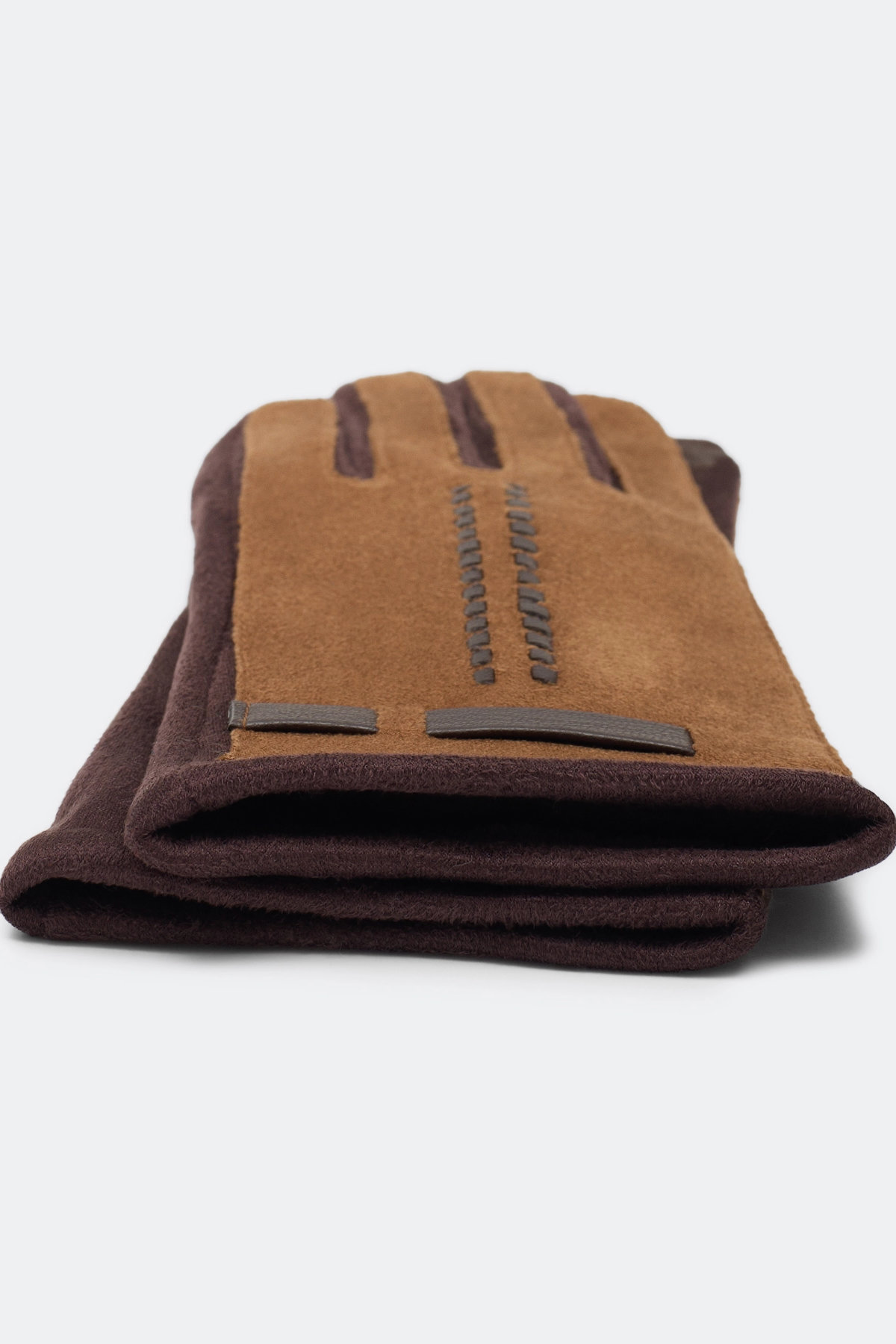 Перчатки коричневые в стиле "color block", One