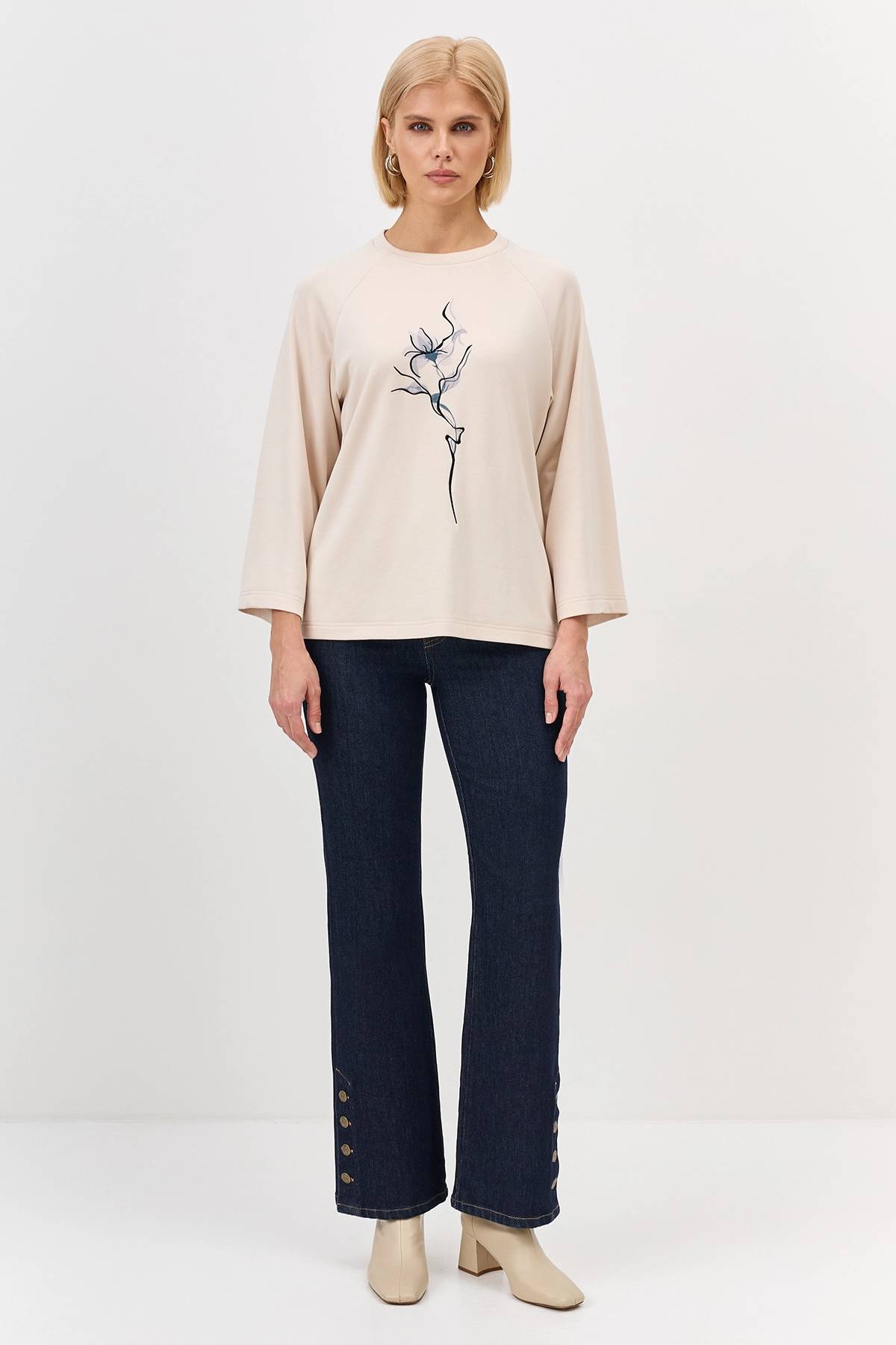 Лимитрированная серия джемпер из модала с принтом и ремень, 34