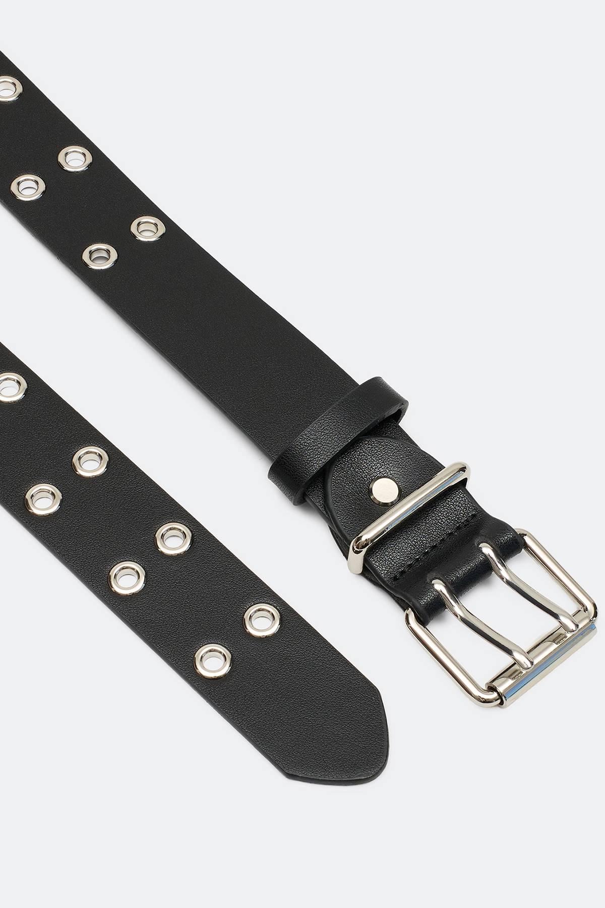 Широкий кожаный ремень с люверсами, S