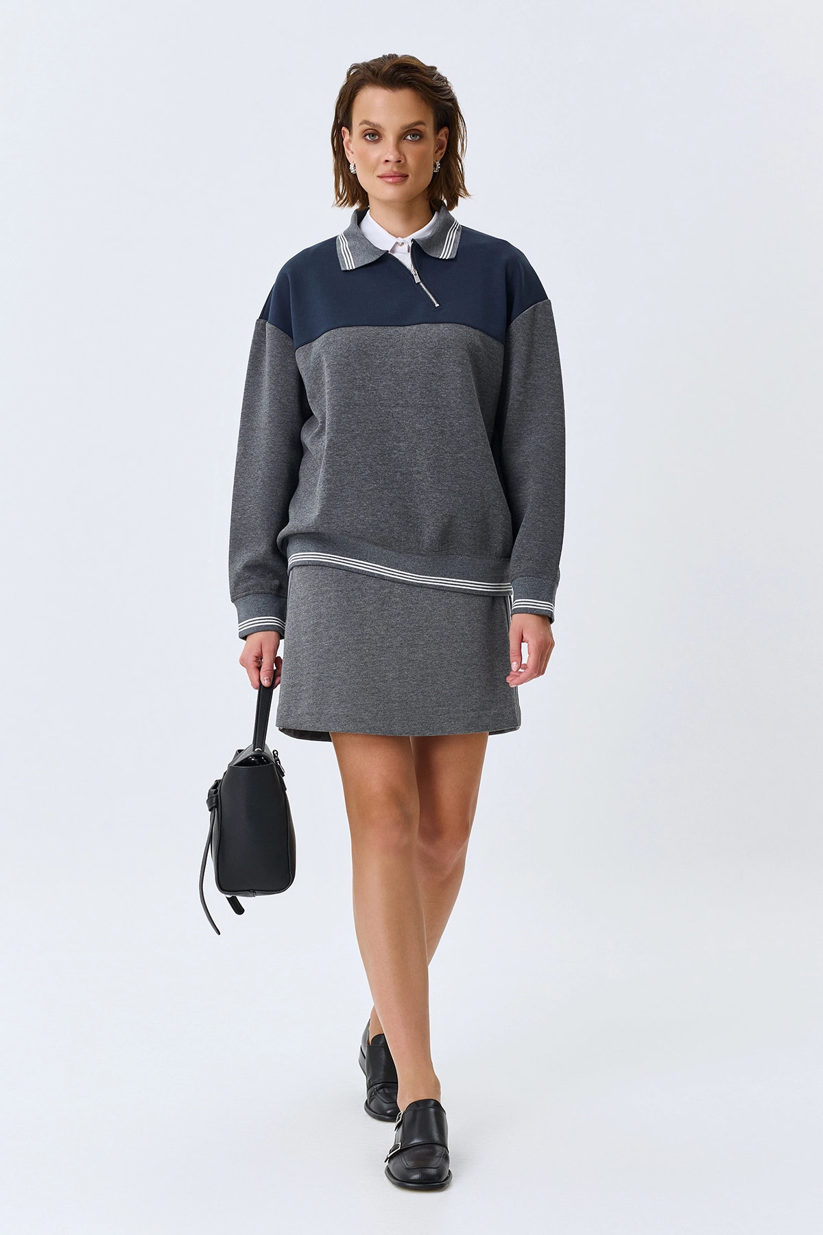 Свободный свитшот в стиле "color block", 50