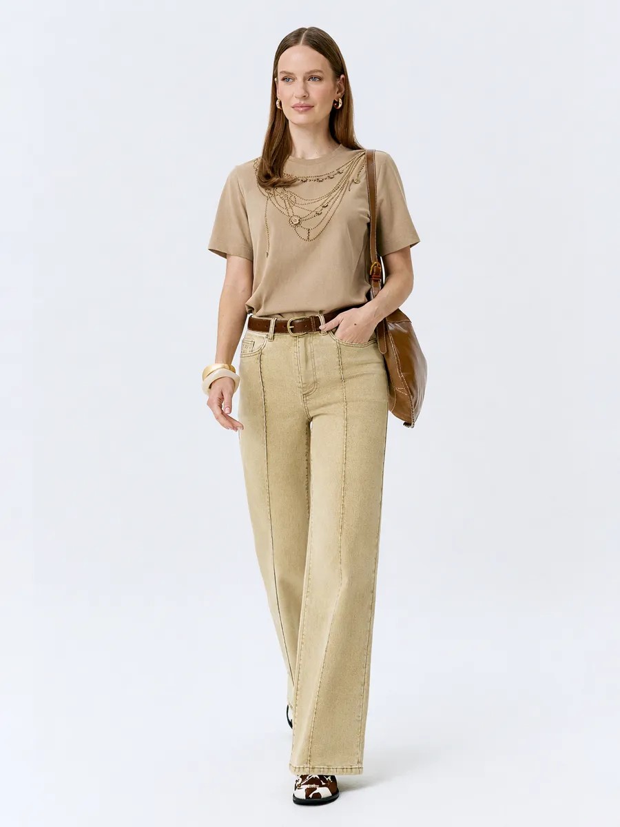 Джинсы Straight fit с простроченными стрелками, 44