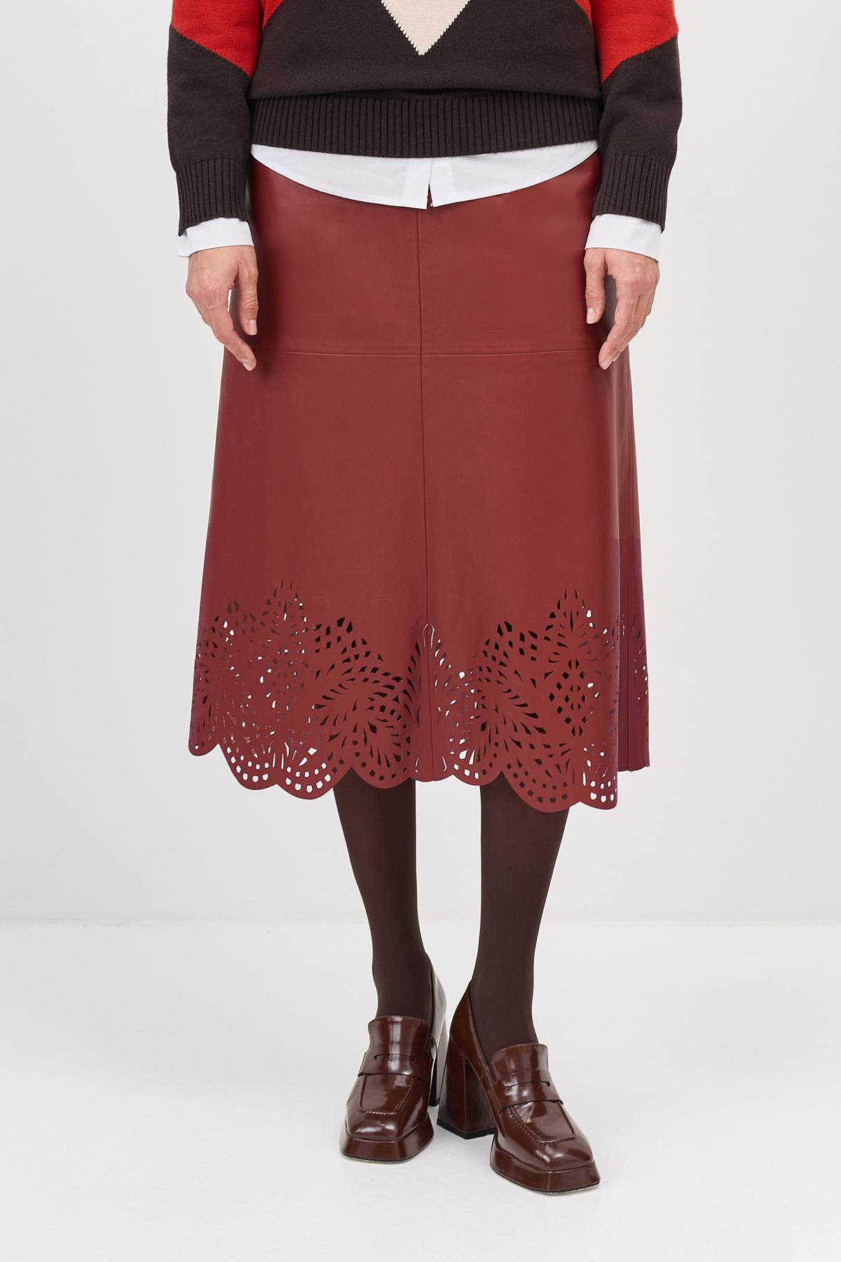 Лимитированная серия юбка с ажурной перфорацией и ремень, 34