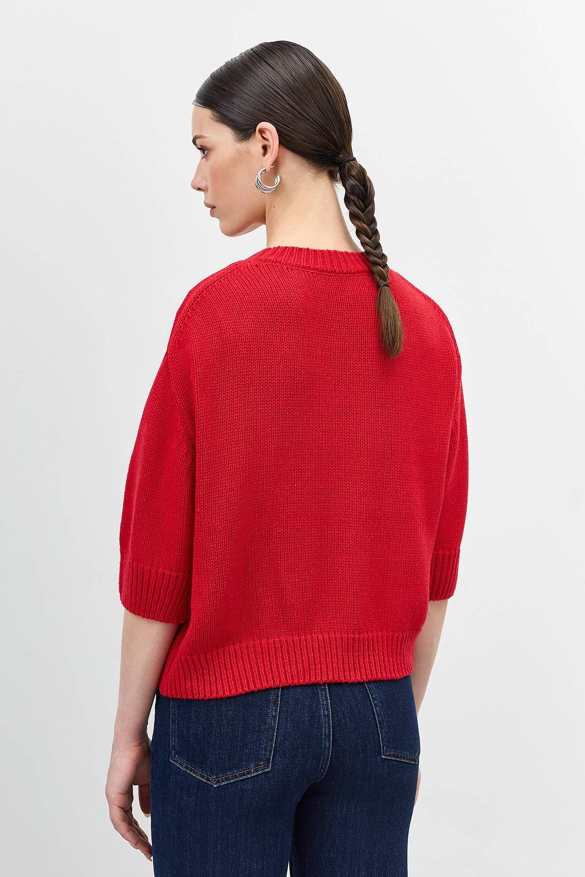 Лимитированная серия красный джемпер с ремнем, 42