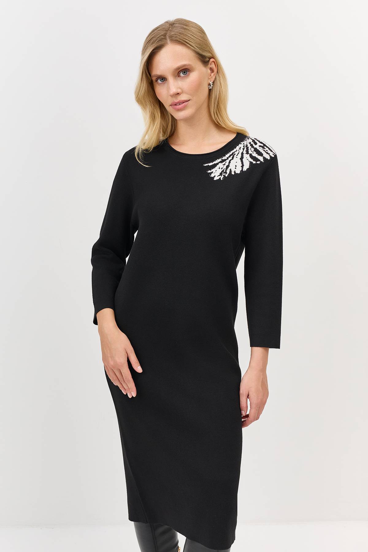 Лимитированная серия вязаное платье с контрастным узором и ремень, 46