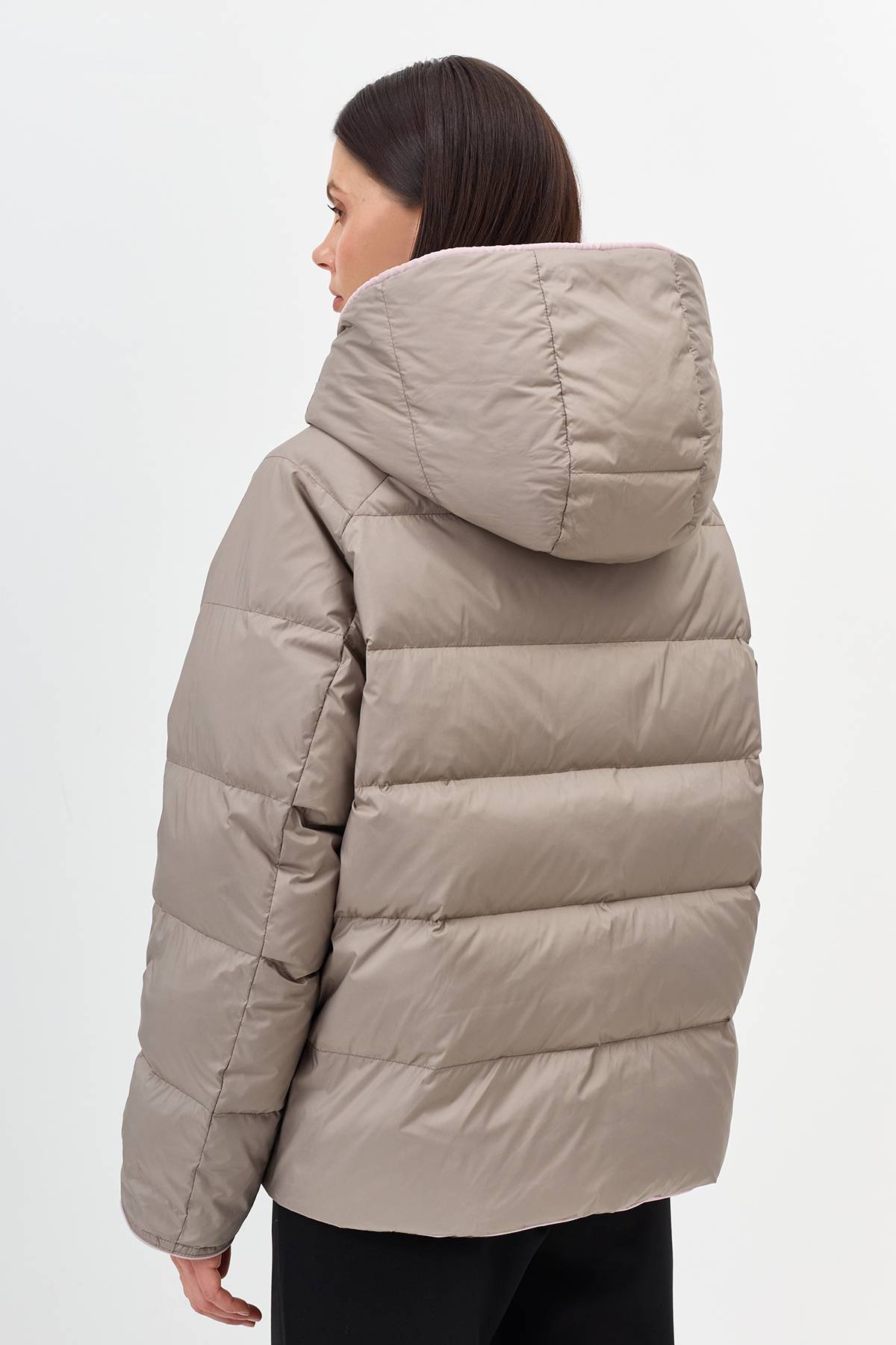 Лимитированная серия молочный пуховик с капюшоном с палантином, 36