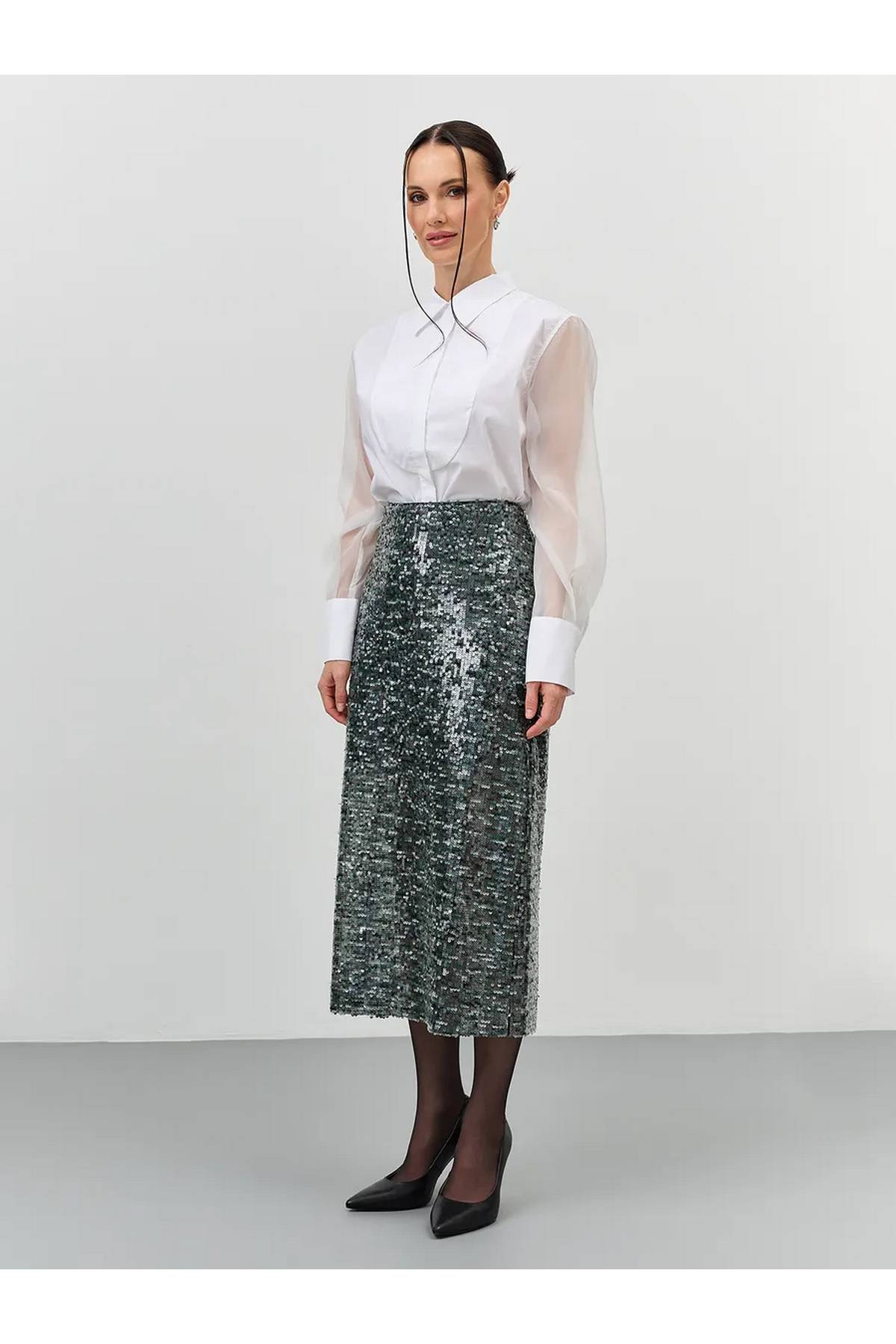 Лимитированная серия юбка с паетками и ремень, 42