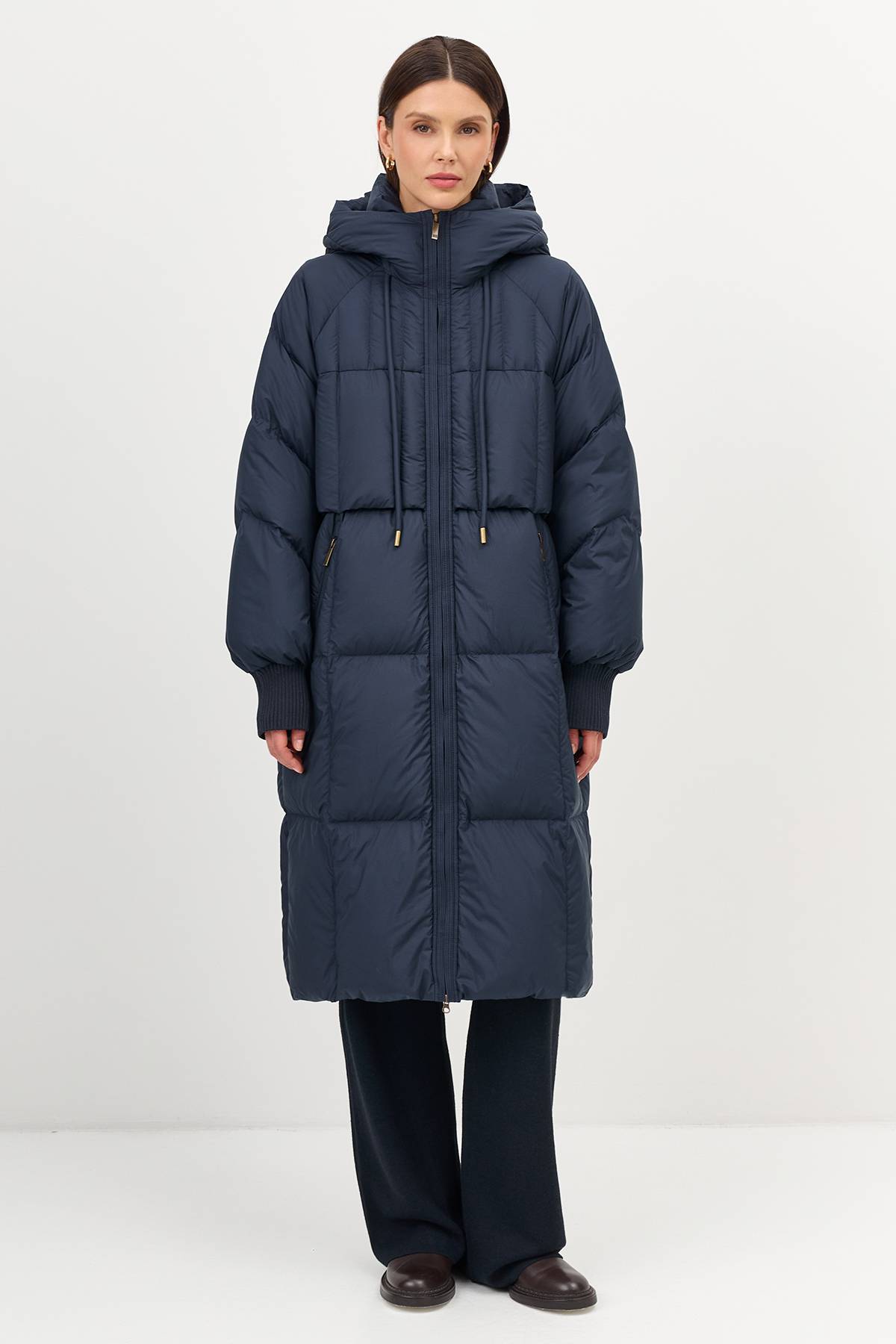 Лимитированная серия теплый пуховик с капюшоном с палантином, 42