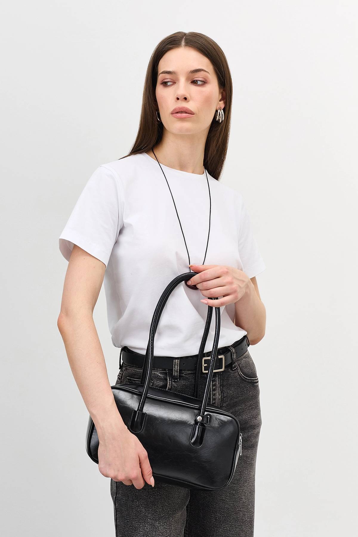 Сумка из искусственной кожи с длинными ручками, One