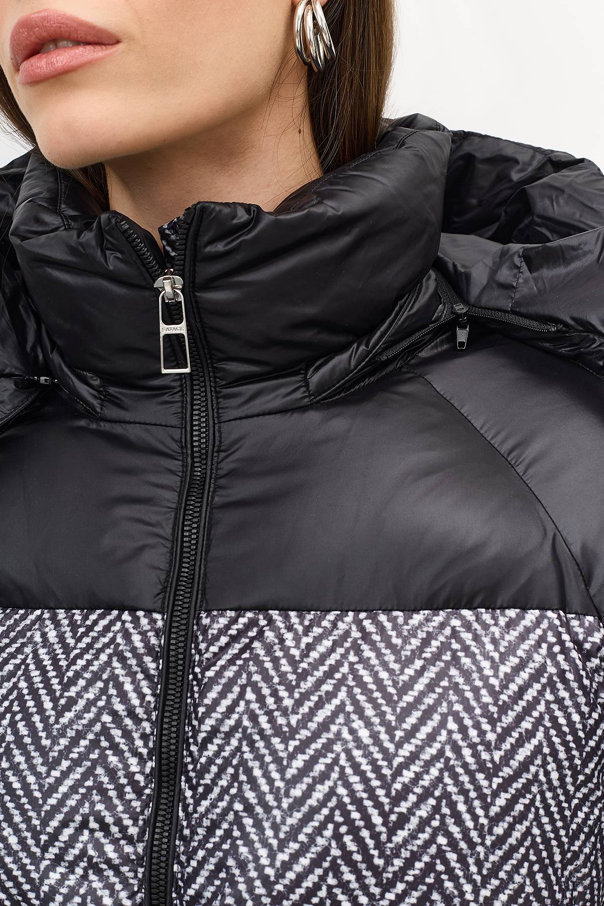 Лимитированная серия комбинированная куртка в стиле color block с палантином, 48