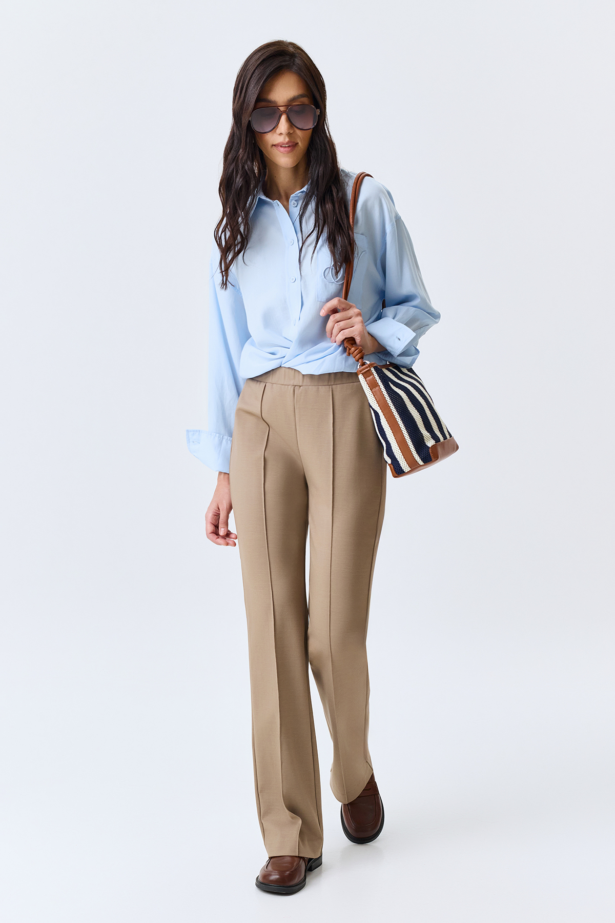 Брюки из джерси с простроченными стрелками, 52