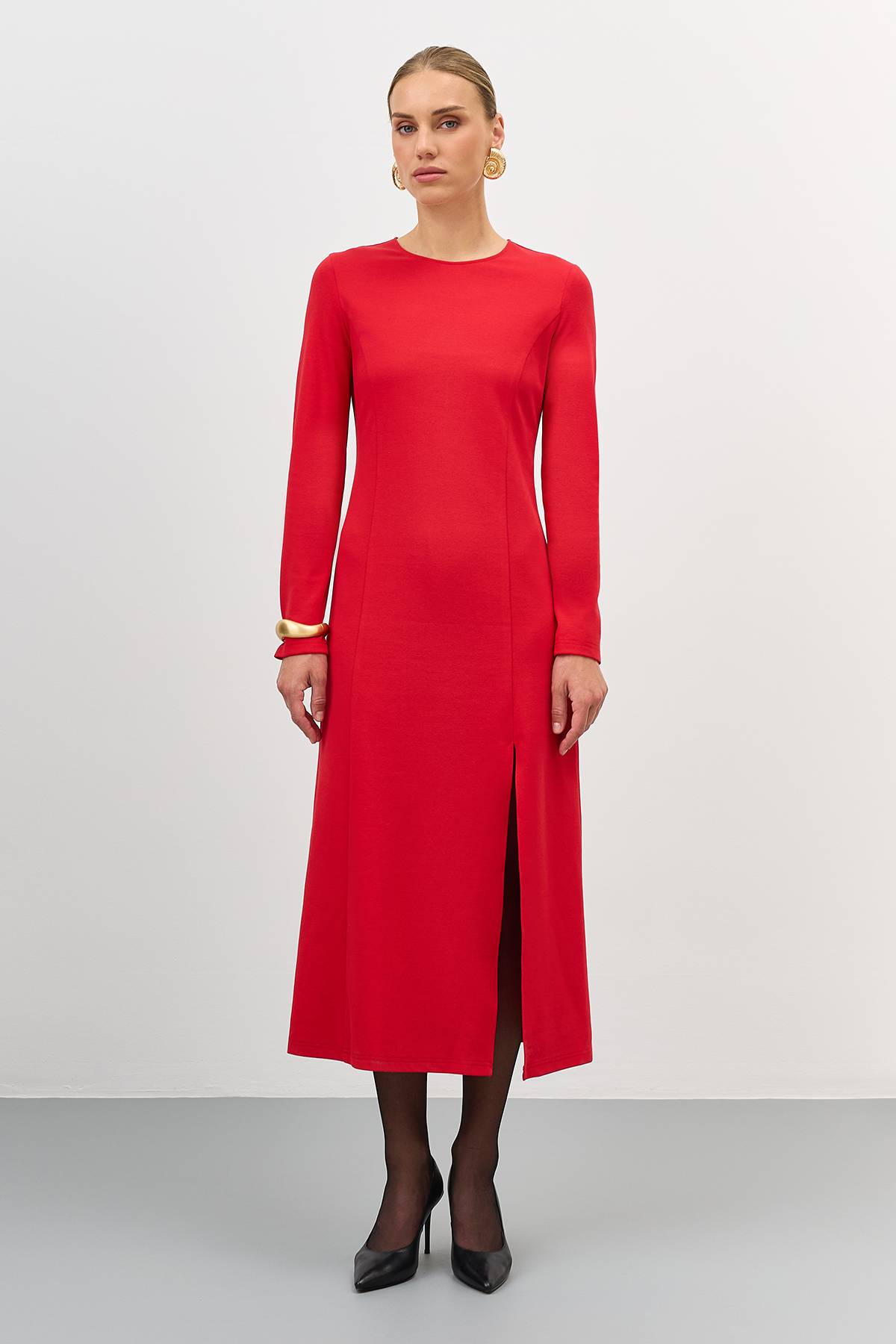 Лимитированная серия трикотажное платье с высоким разрезом и ремень, 40