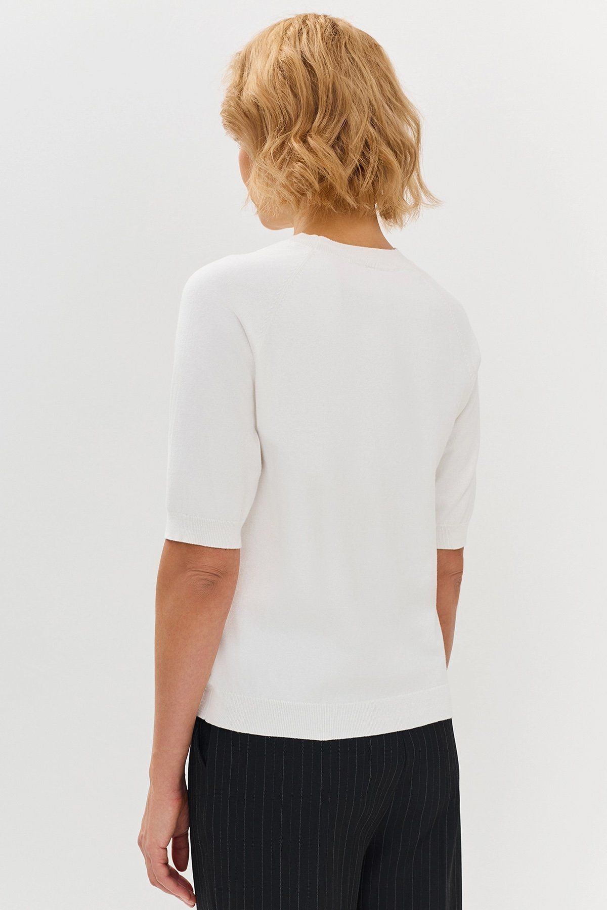 Трикотажный хлопковый джемпер с укороченными рукавами, 42р