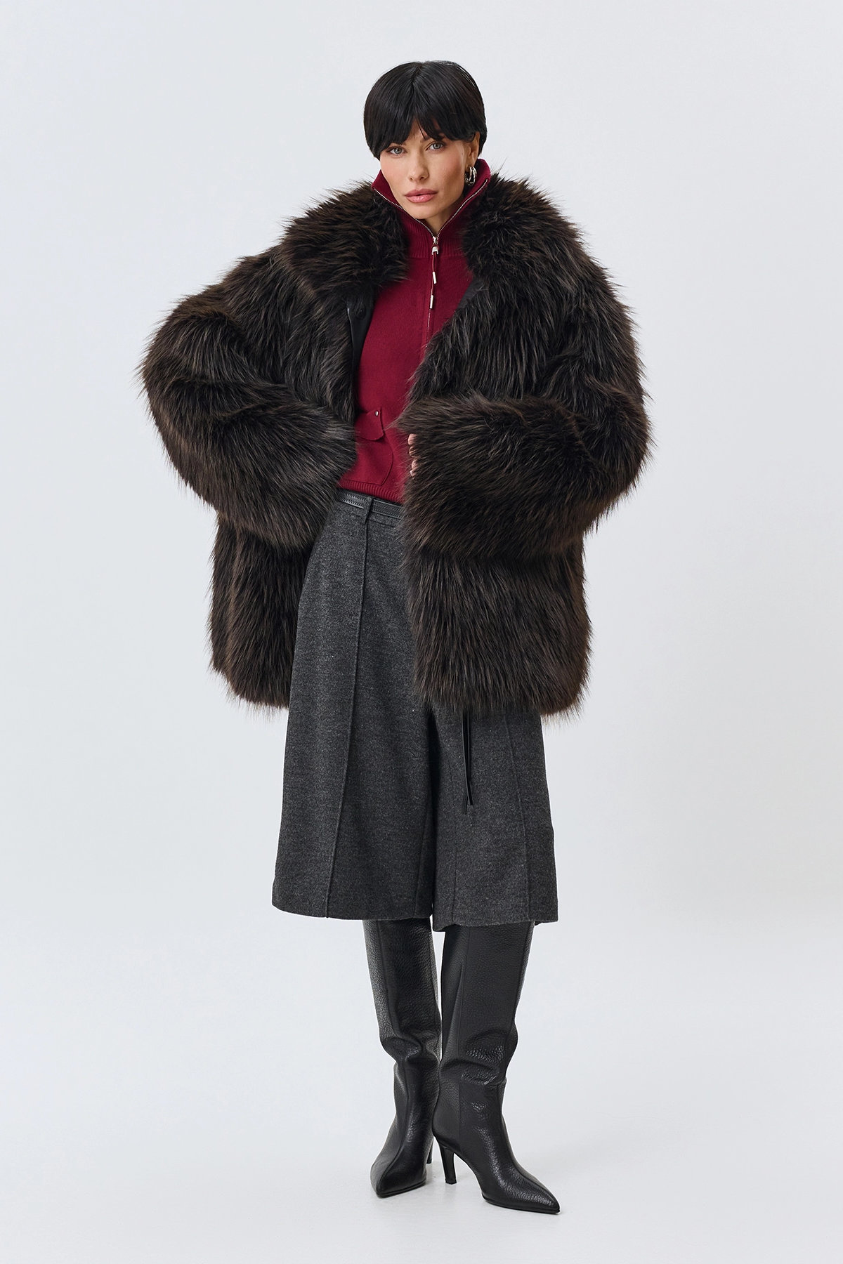 Полушубок oversize из эко-меха, 42