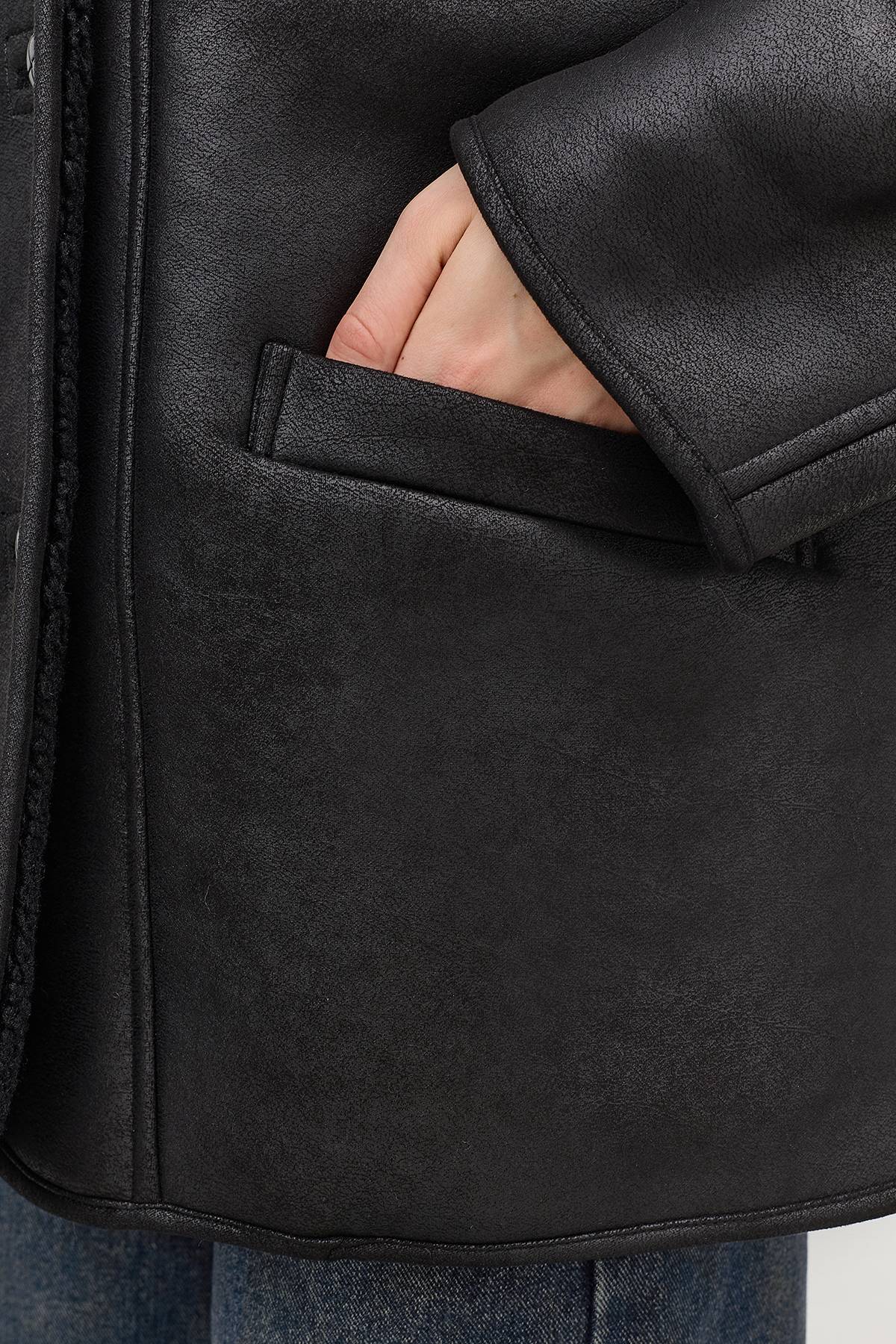 Лимитированная серия дубленка из искусственной овчины и палантин, 40