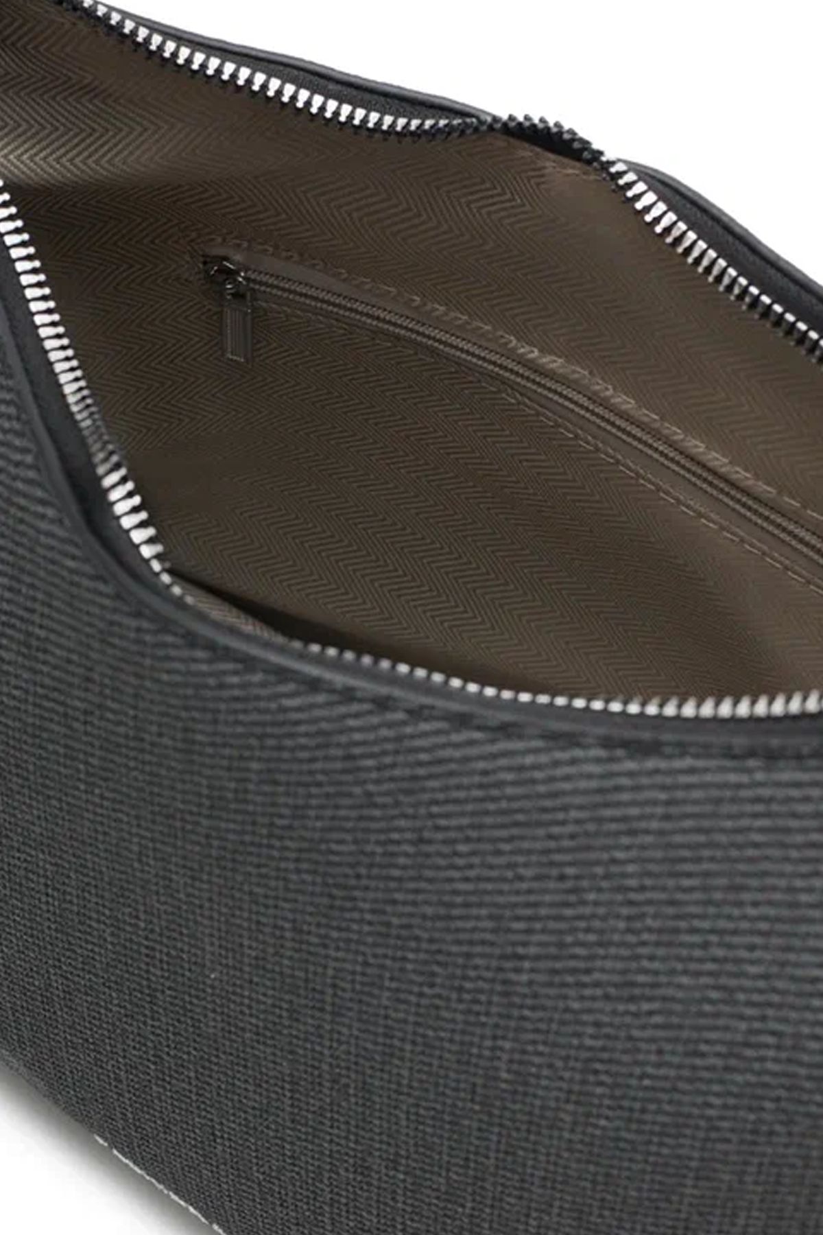 Сумка-багет графитового цвета из рельефной искусственной кожи, One