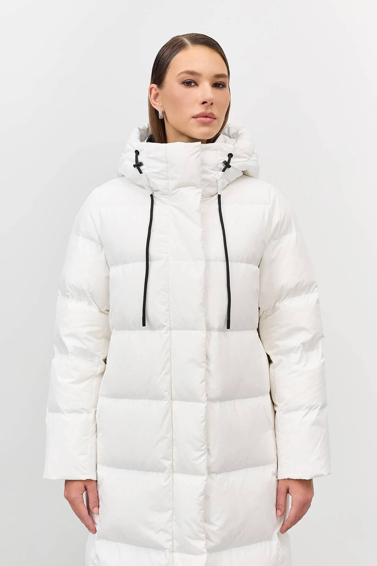 Длинный пуховик на натуральном утеплителе, 52