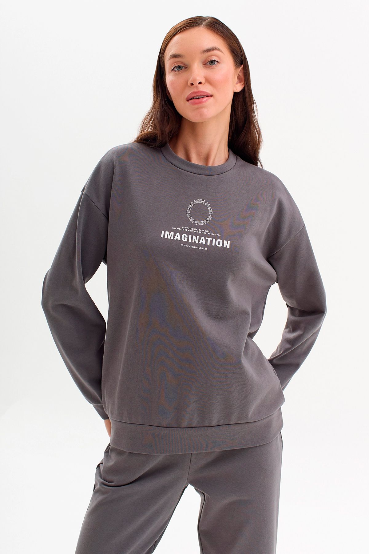 Джемпер свободного кроя с принтом, 42р