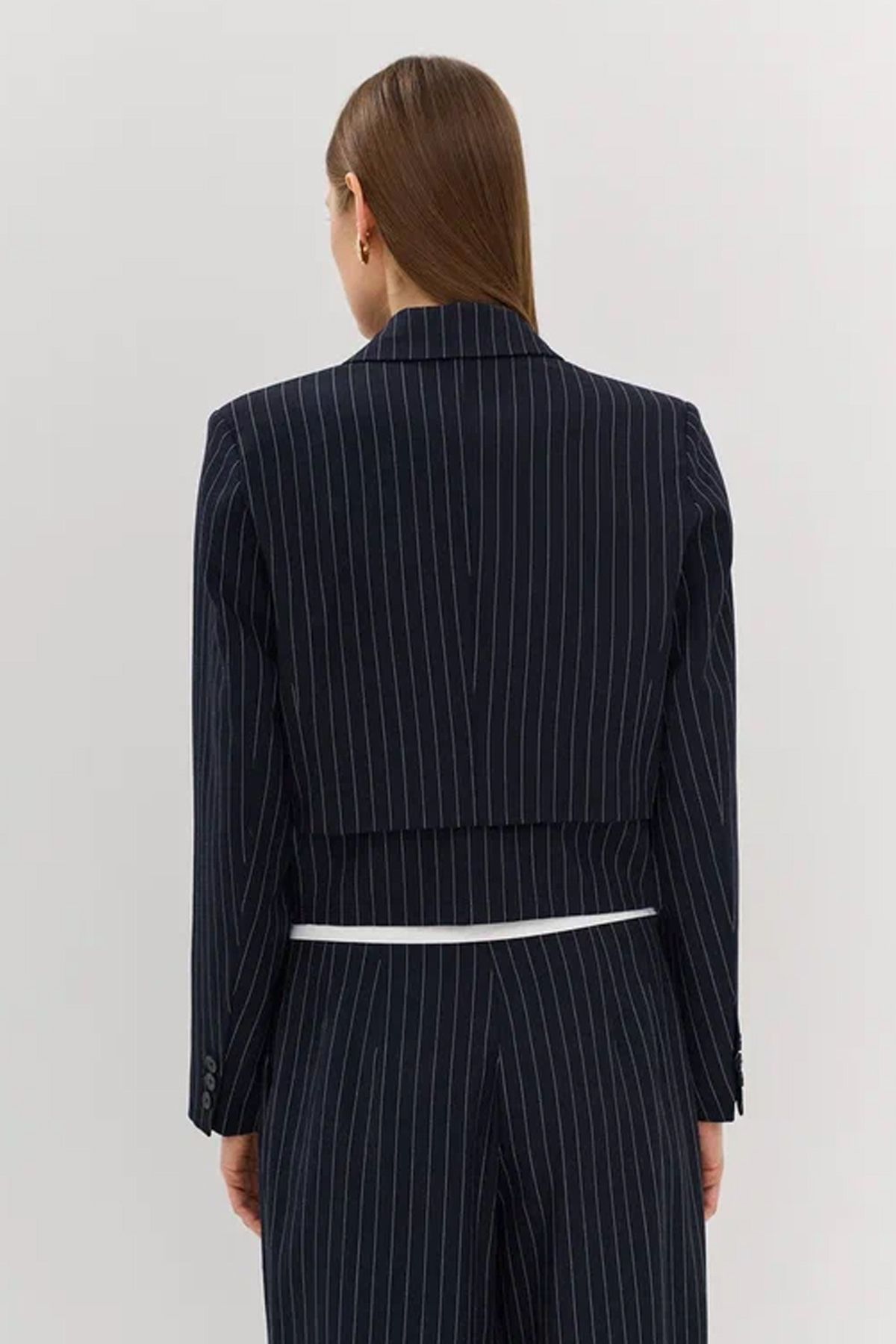 Укороченный жакет-трансформер в полоску, 44р