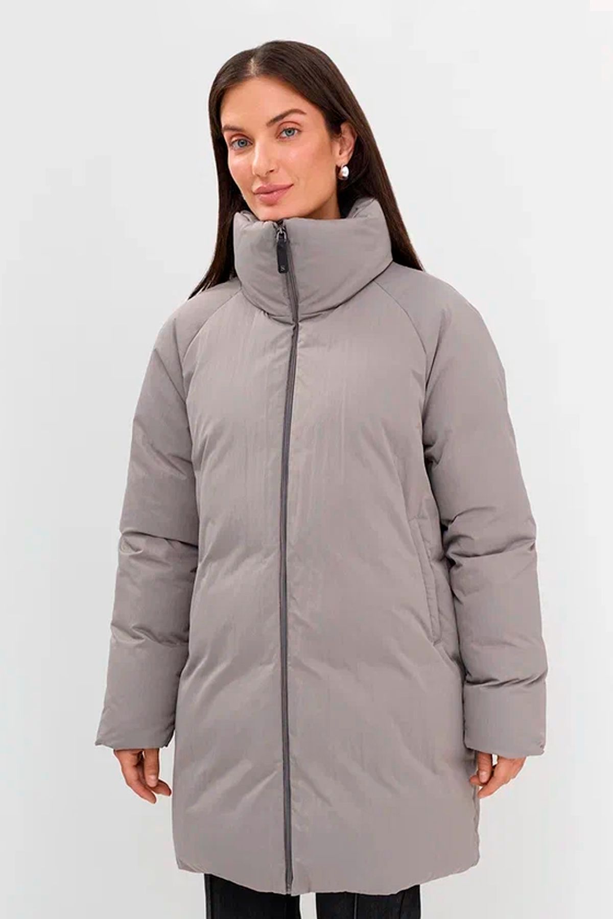 Укороченное пальто с внутренней стежкой в цвете какао, 46р