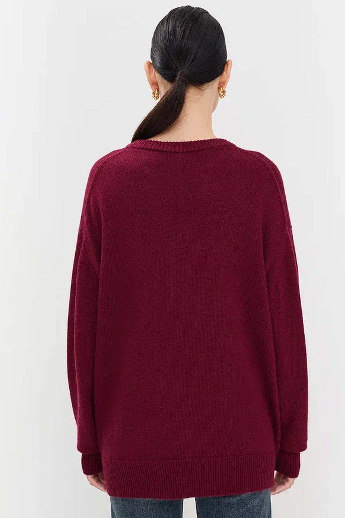 Джемпер из ангоры свободного силуэта в бордовом цвете, 52р